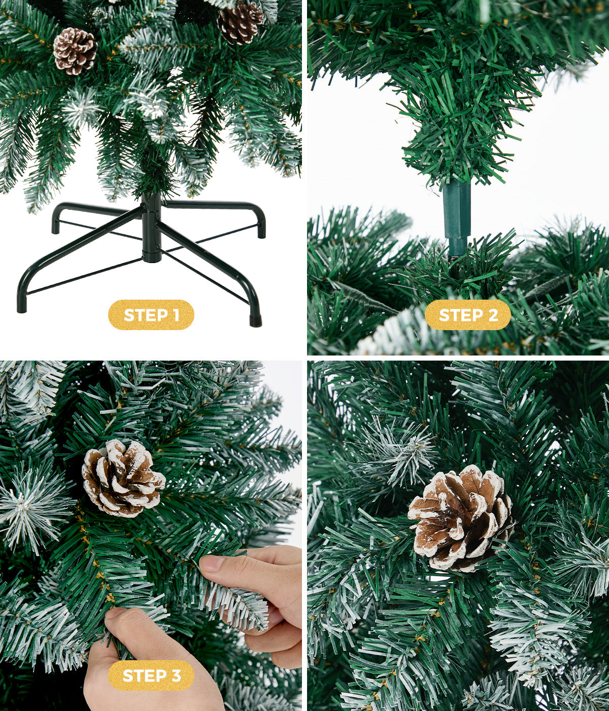 Tinseltown Slim Christmas Tree 6FT 1.8M Pine Cones Decor Green 480 Tips