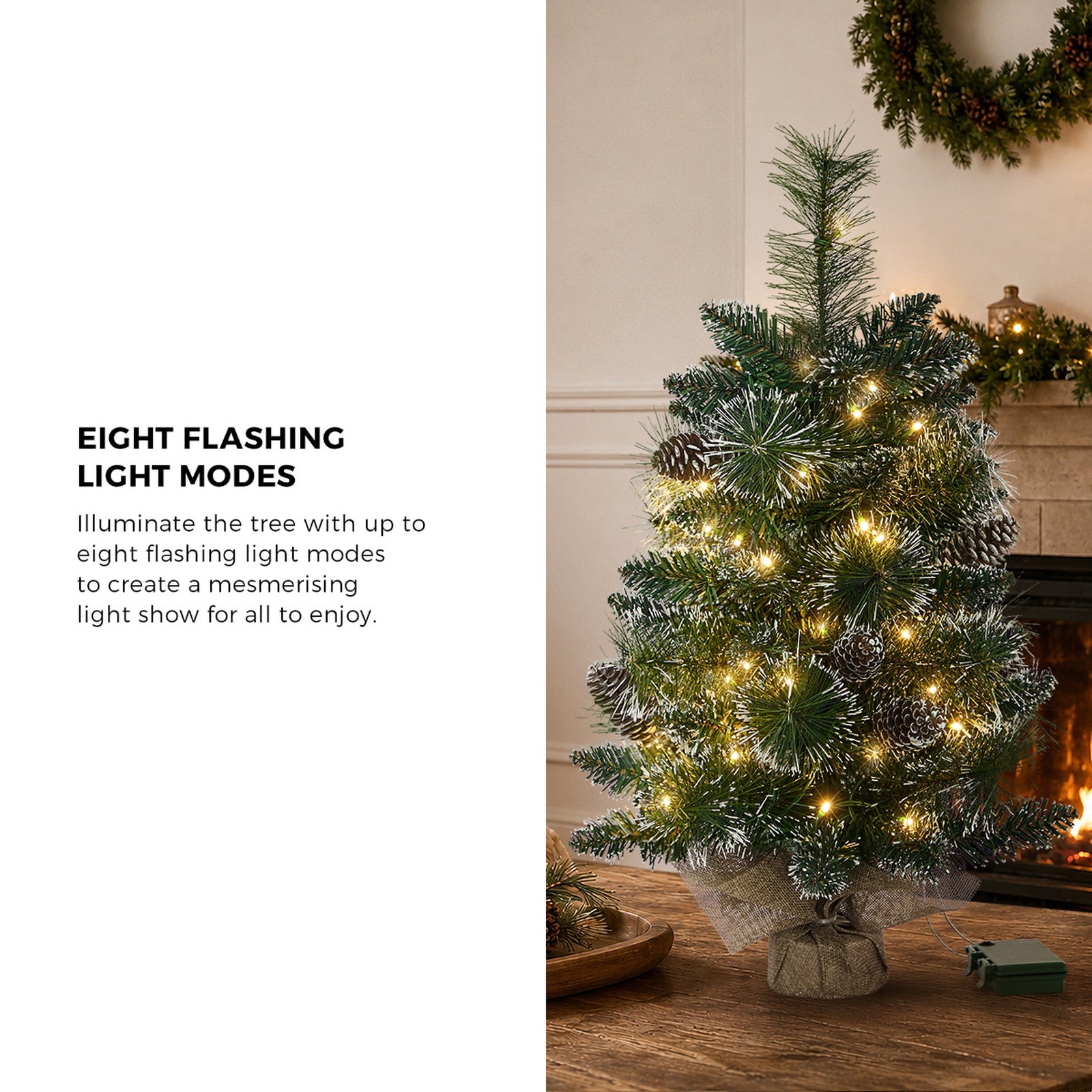 Tinseltown Mini LED Christmas Tree Faux Pine Cones Battery Powered 60cm Green