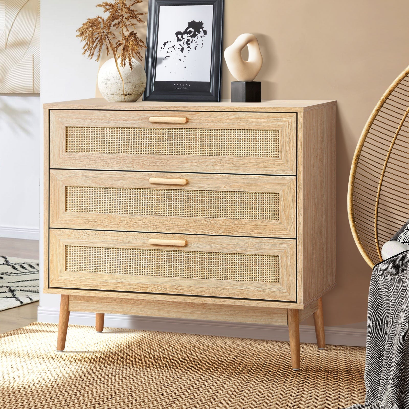 Oikiture Chest of Drawers Storage Cabinet Tallboy Dresser Bedroom Furniture