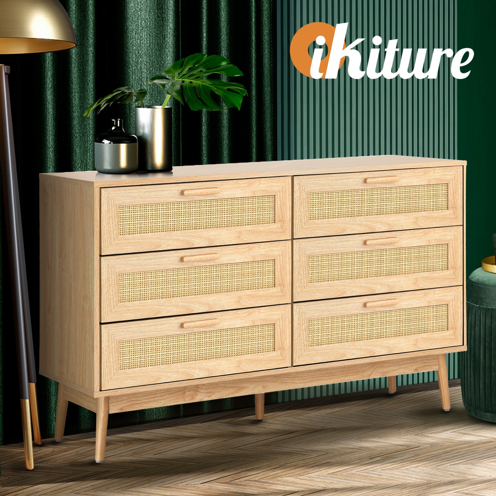 Oikiture Rattan Chest of Drawers Tallboy Cabinet Clothes Storage Bedroom - Sunyee