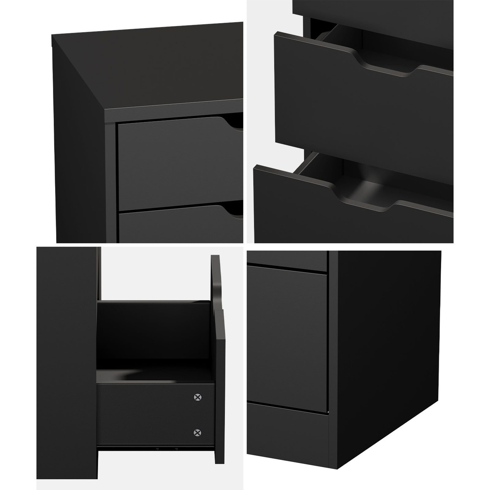 Oikiture 8 Chest of Drawers Tallboy Cabinet Dresser Bedroom Storage Black