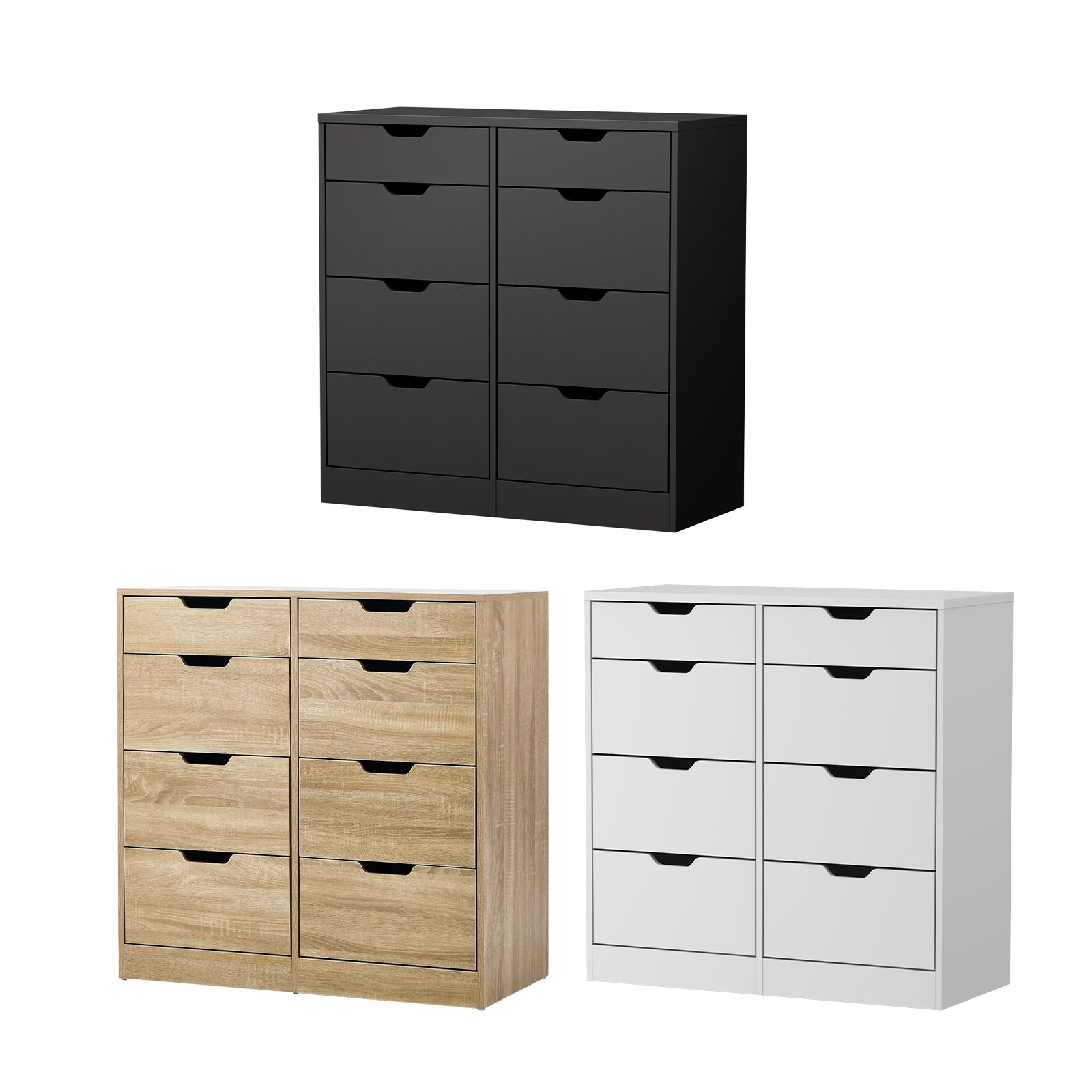 Oikiture 8 Chest of Drawers Tallboy Cabinet Dresser Bedroom Storage