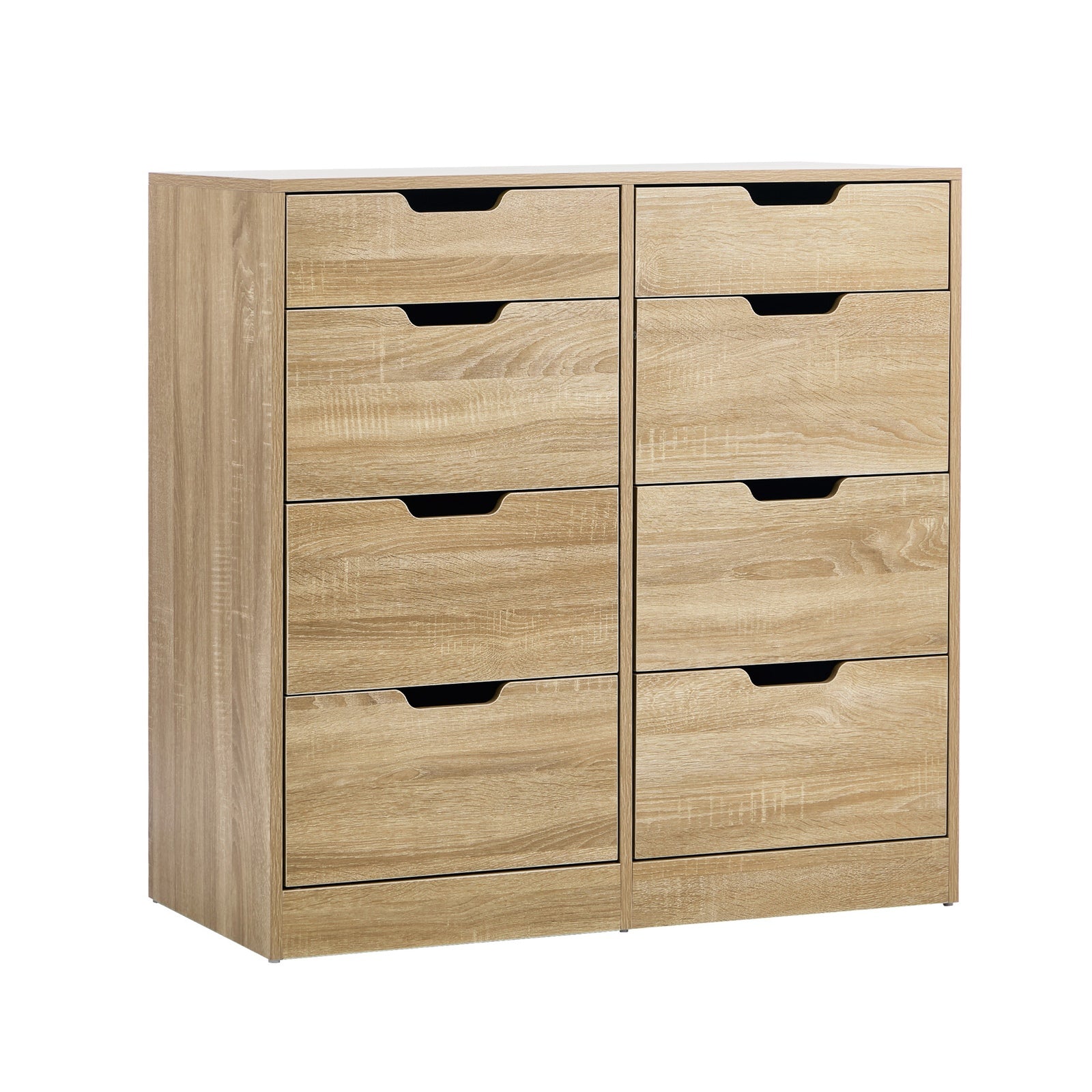 Oikiture 8 Chest of Drawers Tallboy Cabinet Dresser Bedroom Storage Natural
