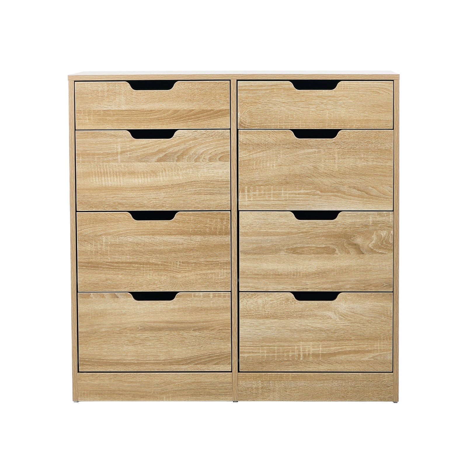 Oikiture 8 Chest of Drawers Tallboy Cabinet Dresser Bedroom Storage Natural