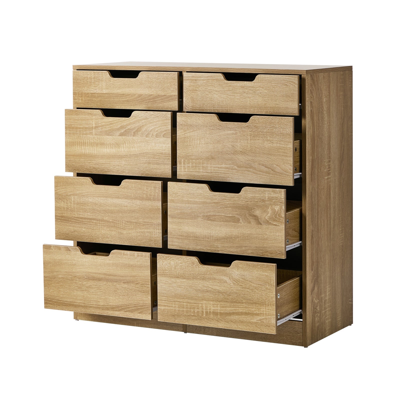 Oikiture 8 Chest of Drawers Tallboy Cabinet Dresser Bedroom Storage Natural