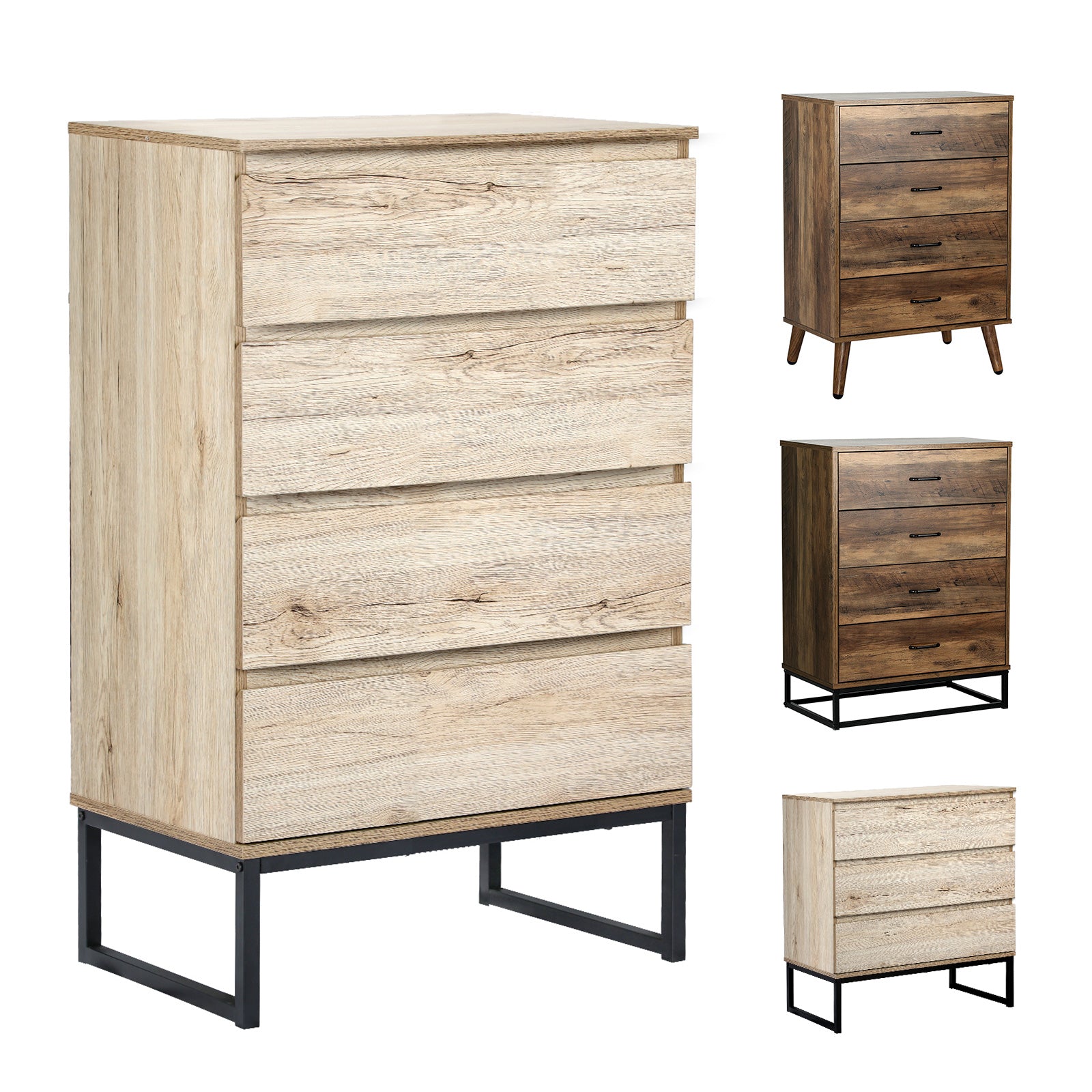 Oikiture Chest of Drawers Storage Cabinet Tallboy Dresser Bedroom Furniture - Sunyee