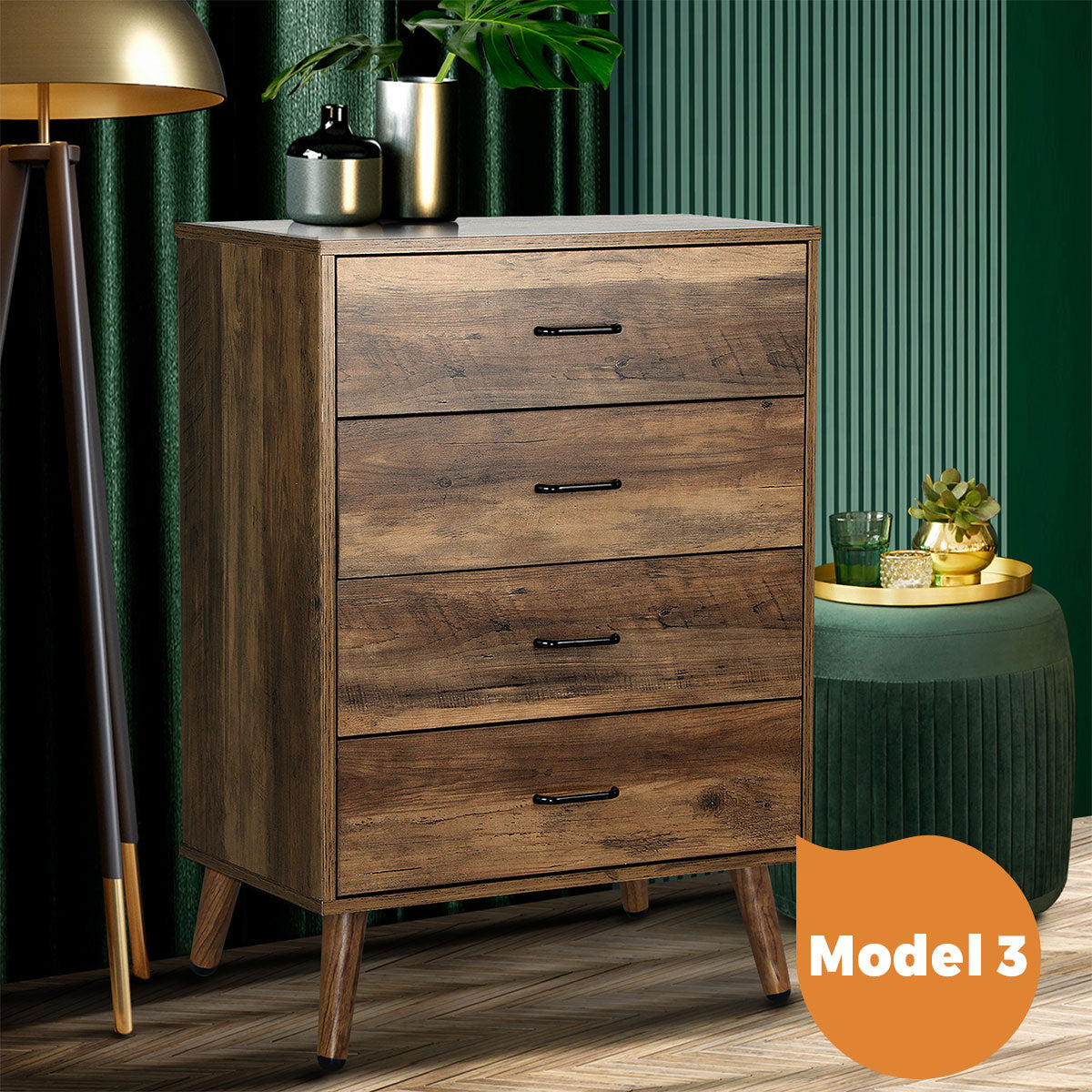 Oikiture Chest of Drawers Storage Cabinet Tallboy Dresser Bedroom Furniture - Sunyee