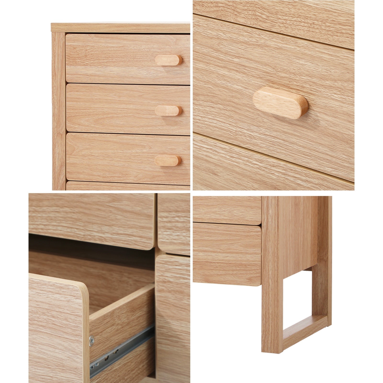 Oikiture 5 Chest of Drawers Dresser Tallboy Storage Desk Bedroom Natural