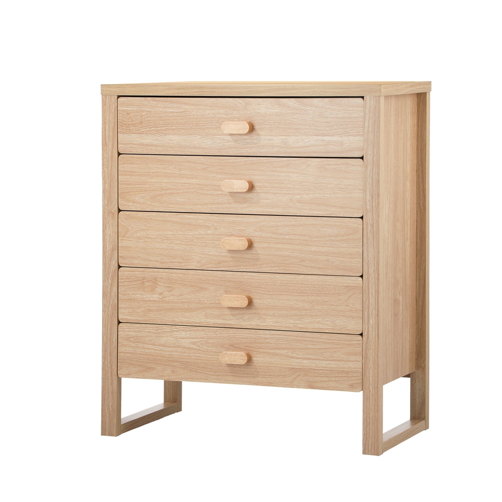 Oikiture 5 Chest of Drawers Dresser Tallboy Storage Desk Bedroom Natural