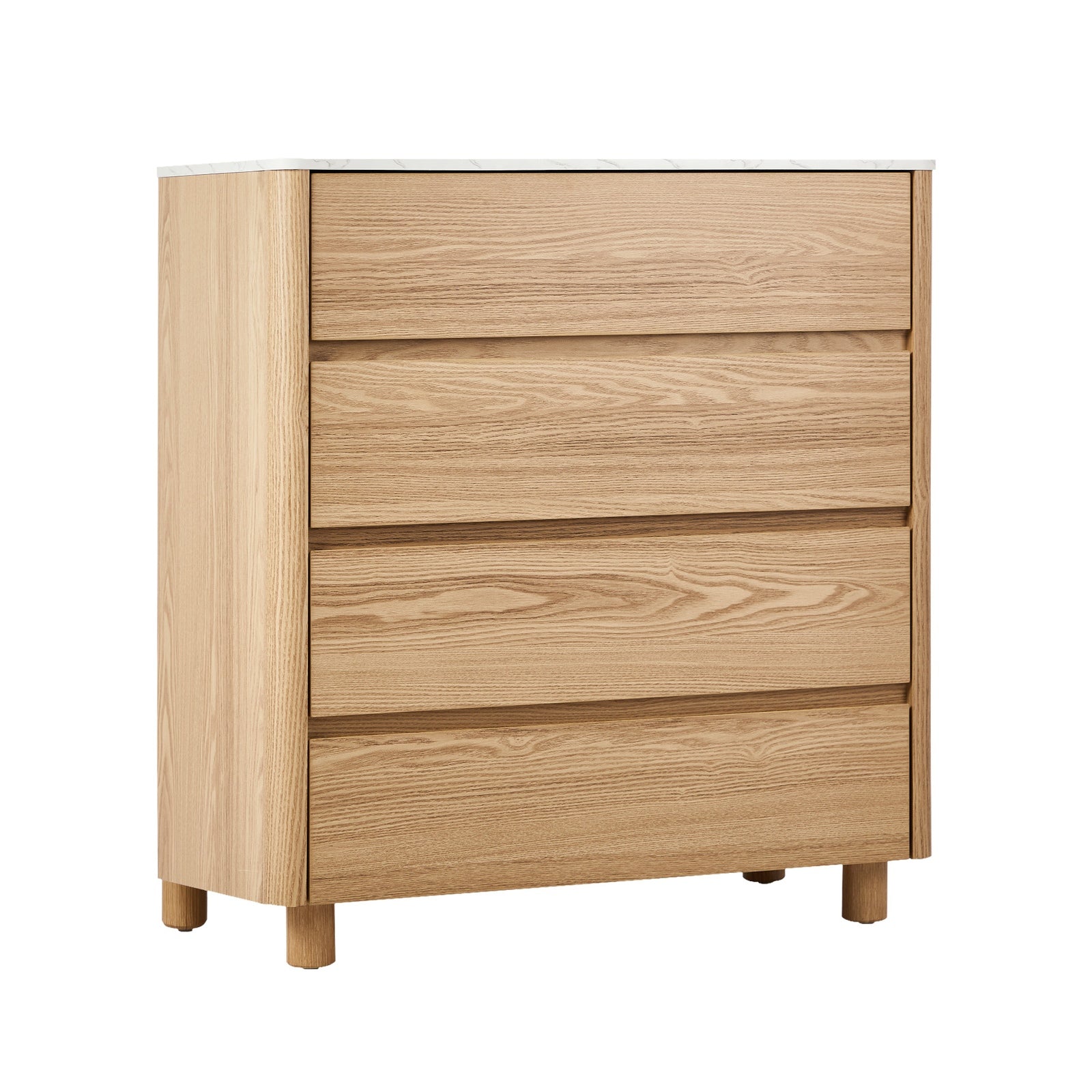 Oikiture 4 Chest of Drawers Dresser Tallboy Storage Cabinet Faux Marble Top - Sunyee