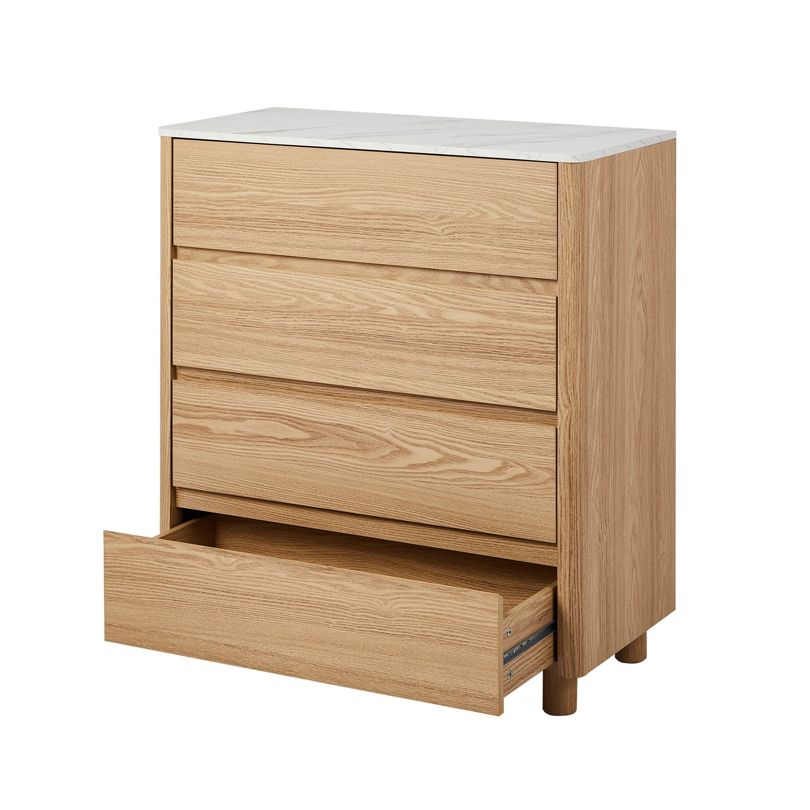 Oikiture 4 Chest of Drawers Dresser Tallboy Storage Cabinet Faux Marble Top - Sunyee