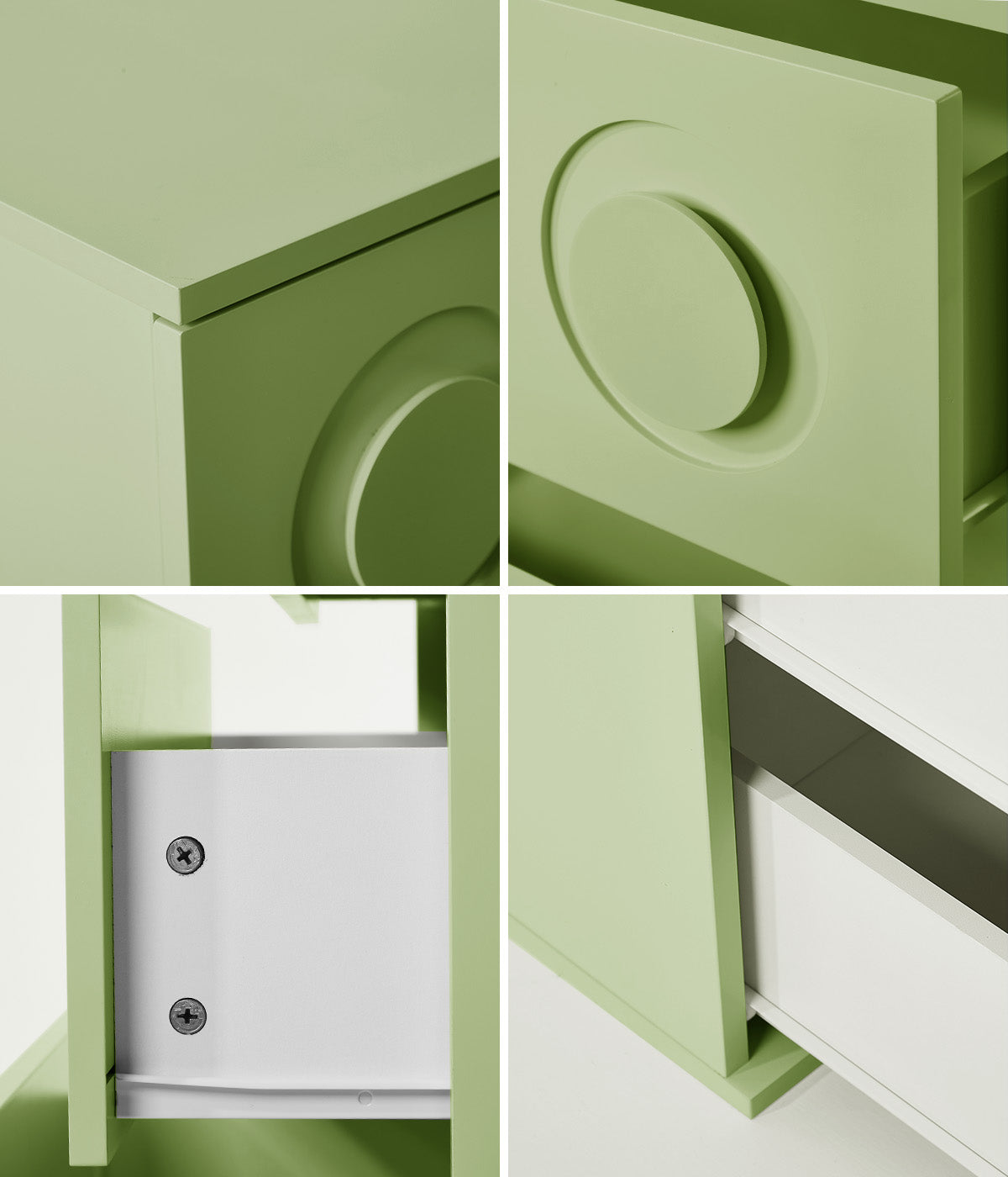 Oikiture 3 Chest of Drawers Spacious Cabinet Bedroom Dresser Nightstand Green - Sunyee