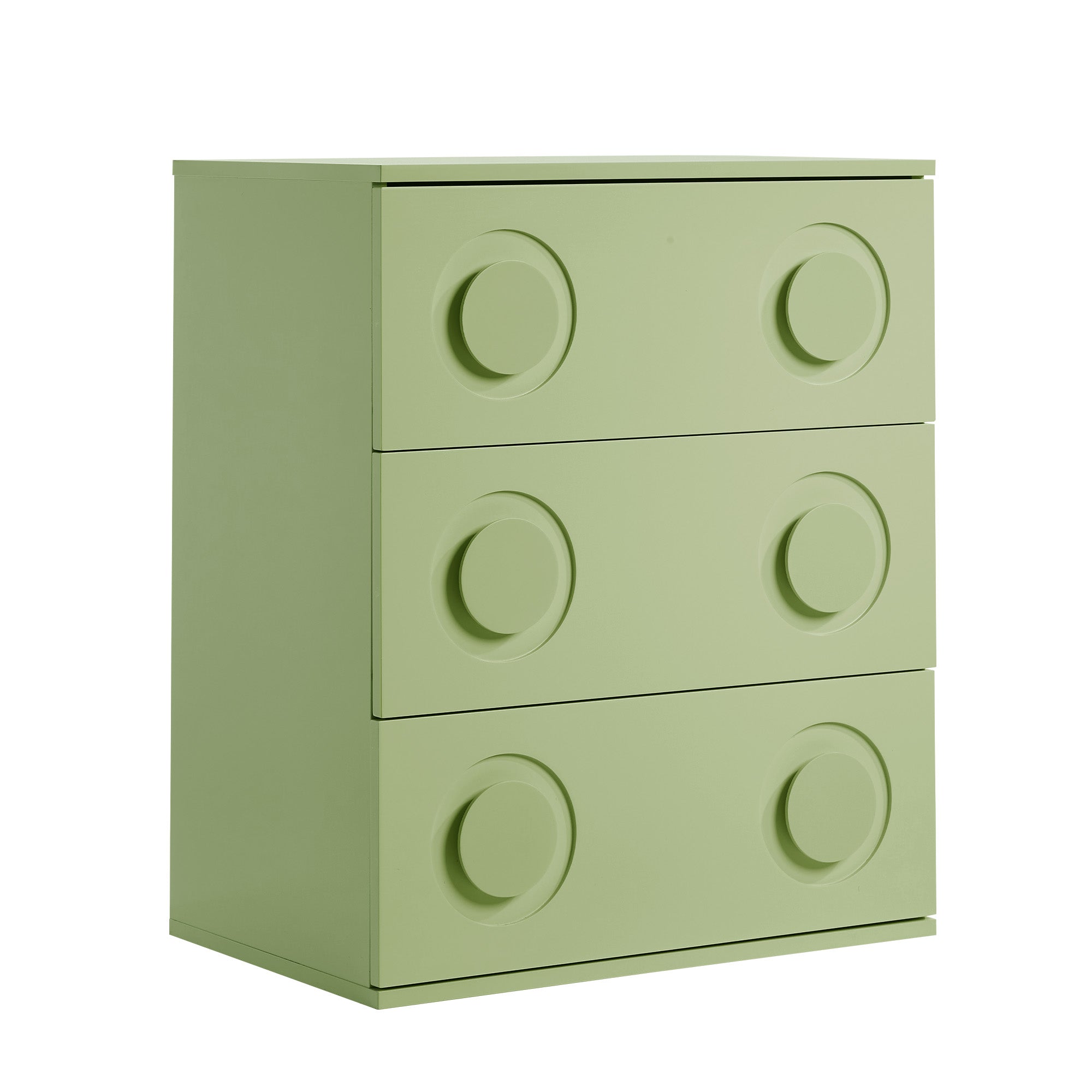 Oikiture 3 Chest of Drawers Spacious Cabinet Bedroom Dresser Nightstand Green - Sunyee