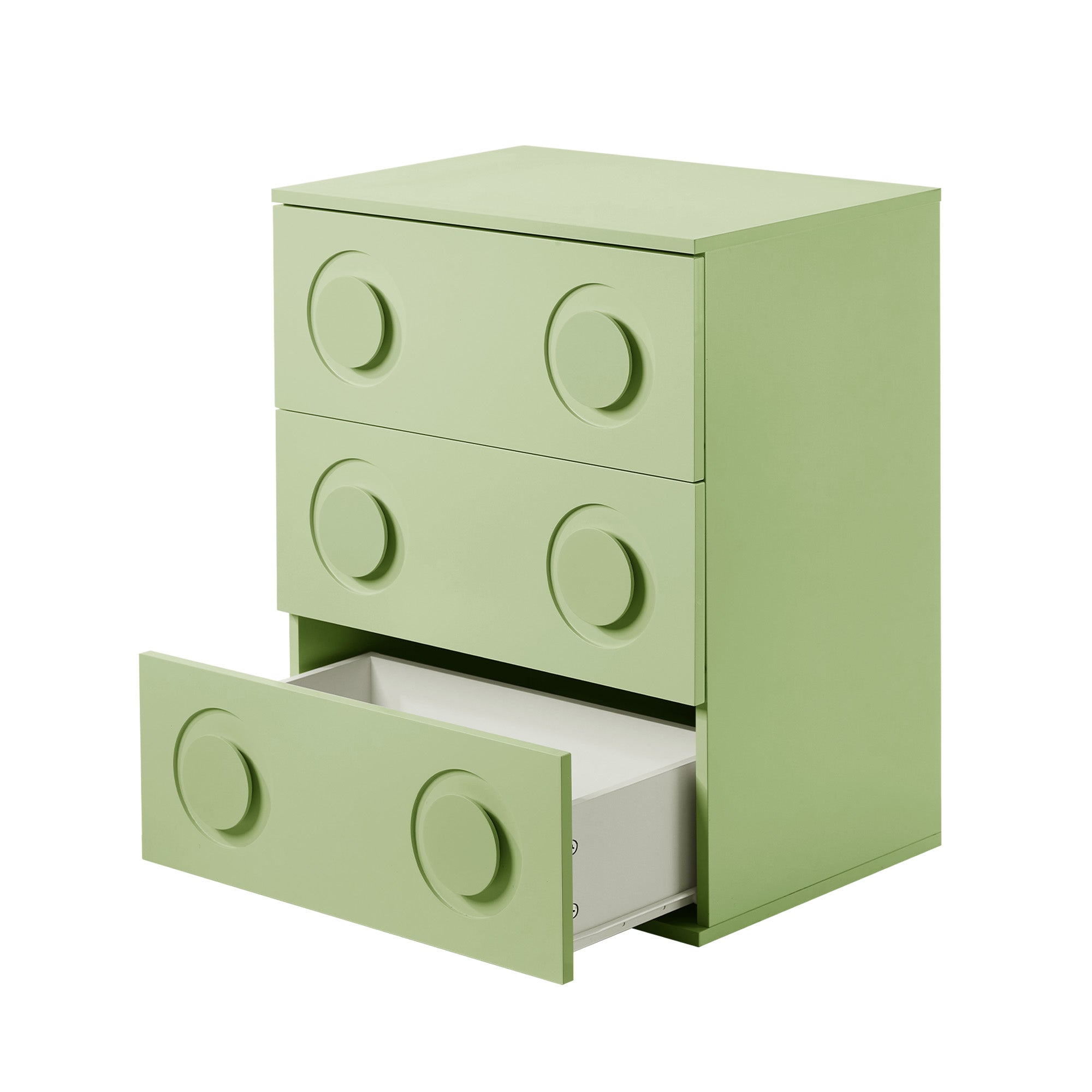 Oikiture 3 Chest of Drawers Spacious Cabinet Bedroom Dresser Nightstand Green - Sunyee