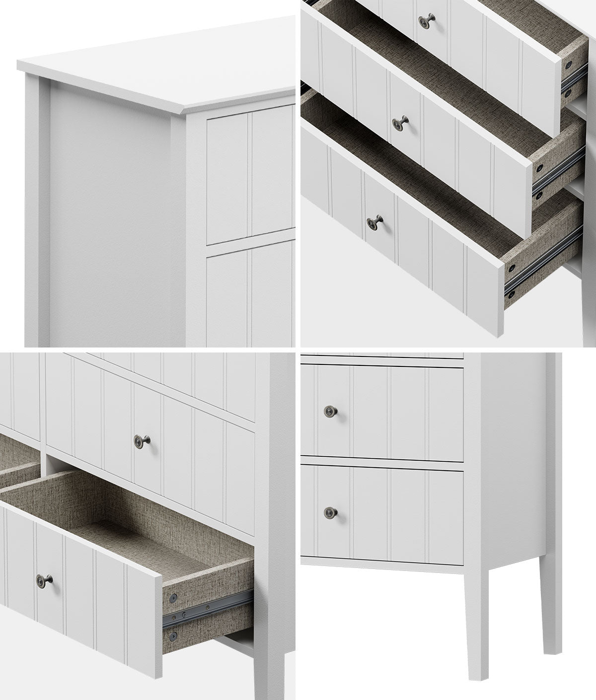 Oikiture Modern Cottage Farmhouse 6 Drawer Chest Zinc Alloy Handles White
