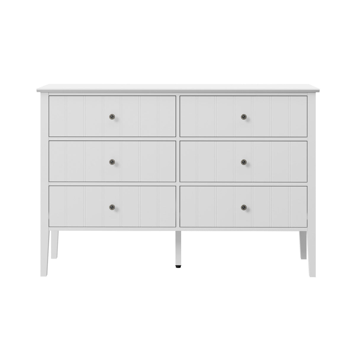 Oikiture Modern Cottage Farmhouse 6 Drawer Chest Zinc Alloy Handles White