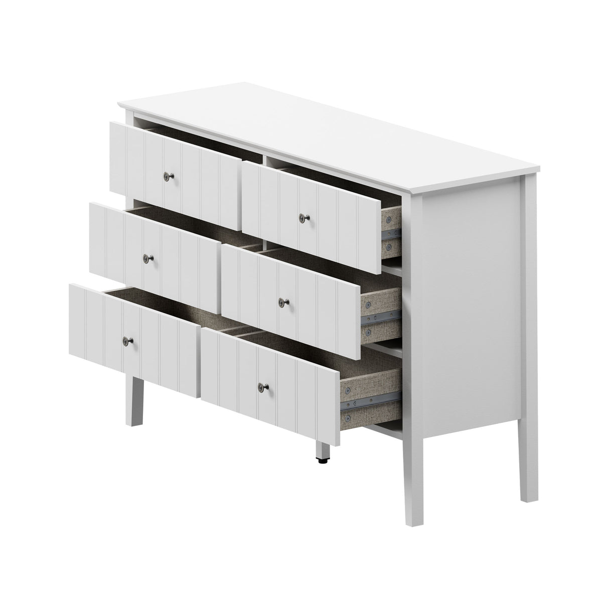 Oikiture Modern Cottage Farmhouse 6 Drawer Chest Zinc Alloy Handles White