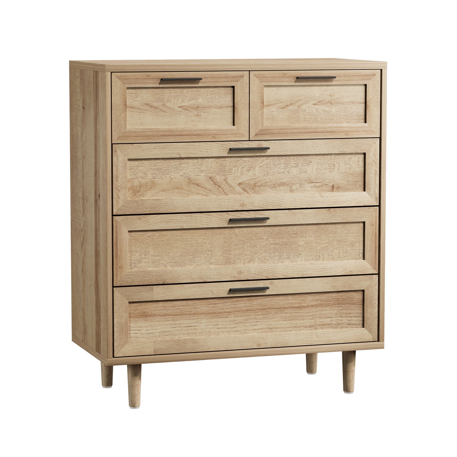 Oikiture 5 Chest of Drawers and 2 Bedside Tables Nightstand Bedroom Set Natural - Sunyee
