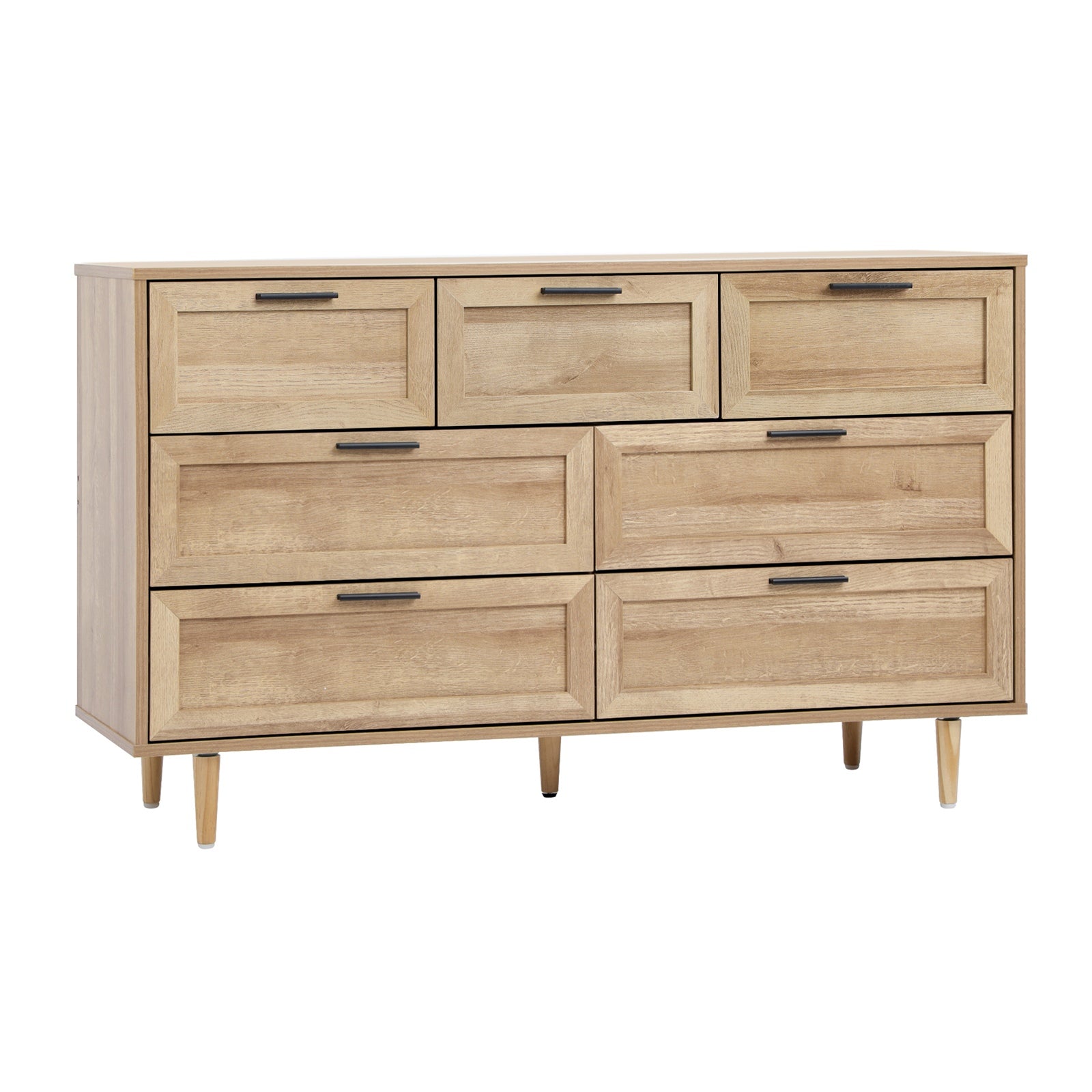 Oikiture 7 Chest of Drawers and 2 Bedside Tables Nightstand Bedroom Set Natural - Sunyee