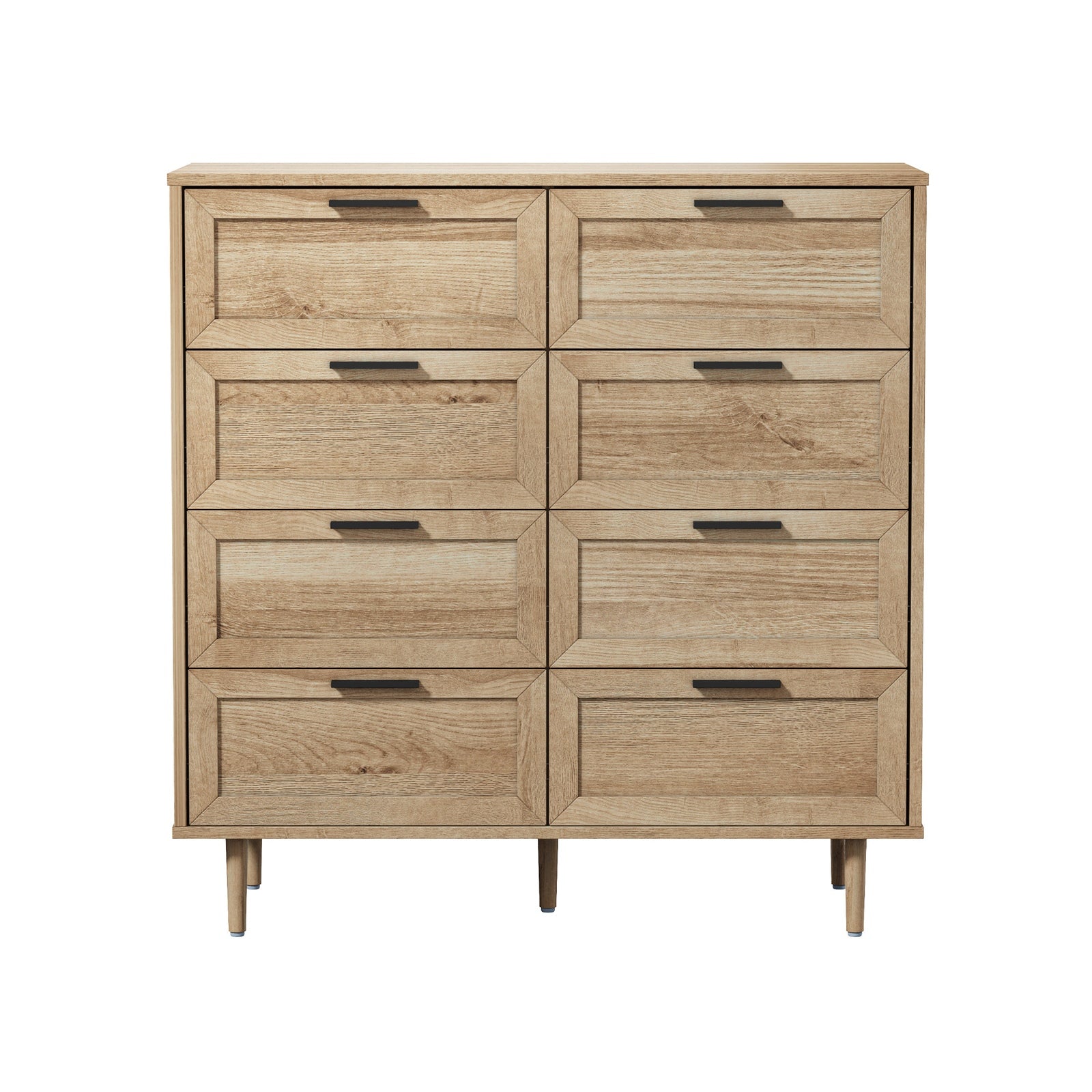 Oikiture 8 Chest of Drawers Dresser Chest Storage Cabinet Tallboy Natural