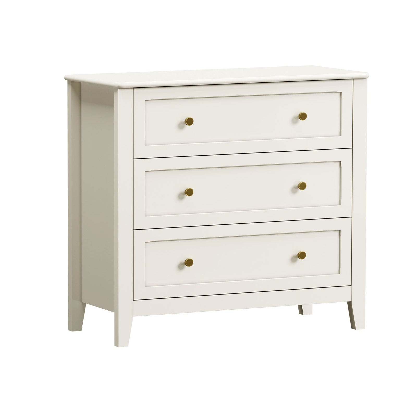 Oikiture 3 Chest Of Drawers Dresser Metal Handle Bedroom Storage White