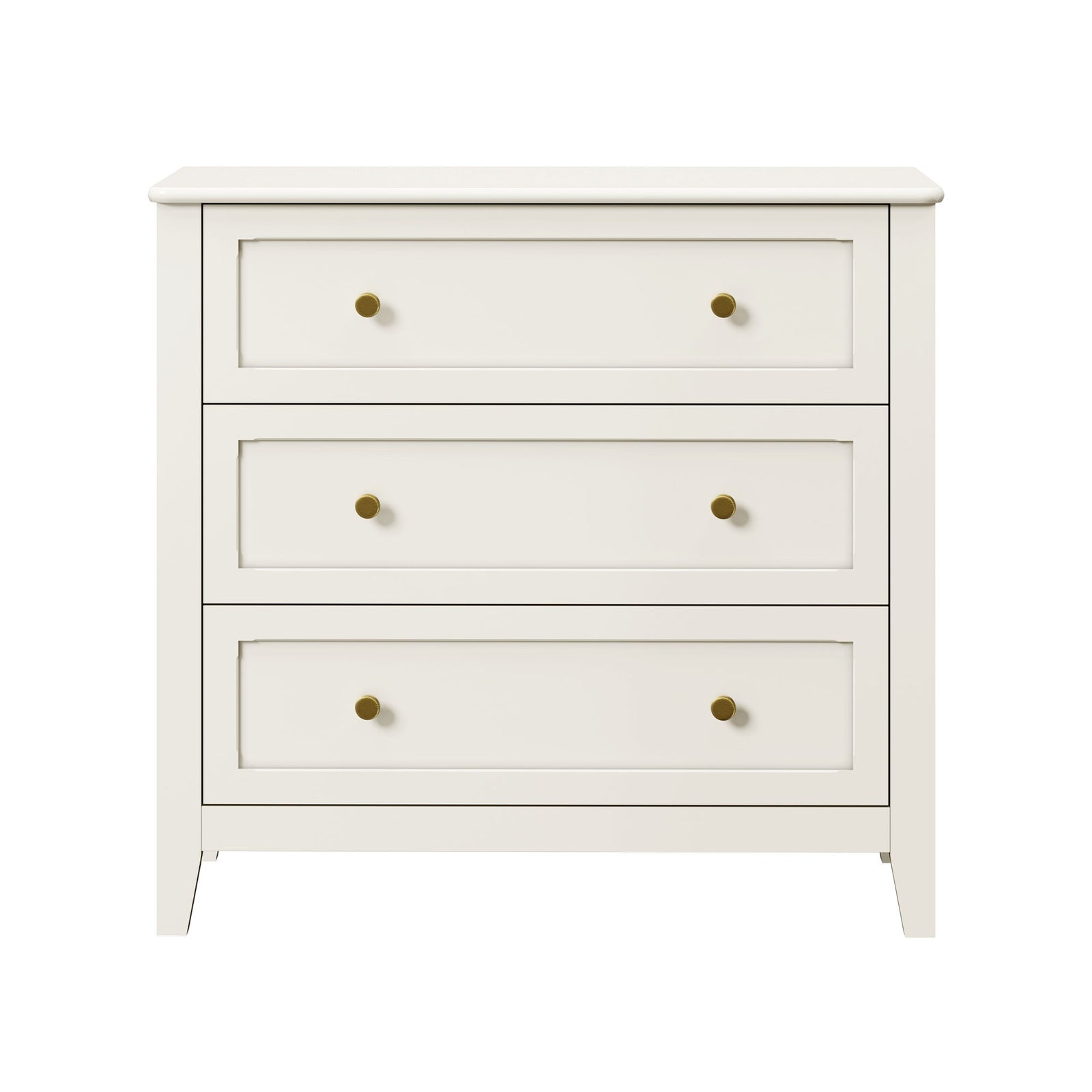 Oikiture 3 Chest Of Drawers Dresser Metal Handle Bedroom Storage White