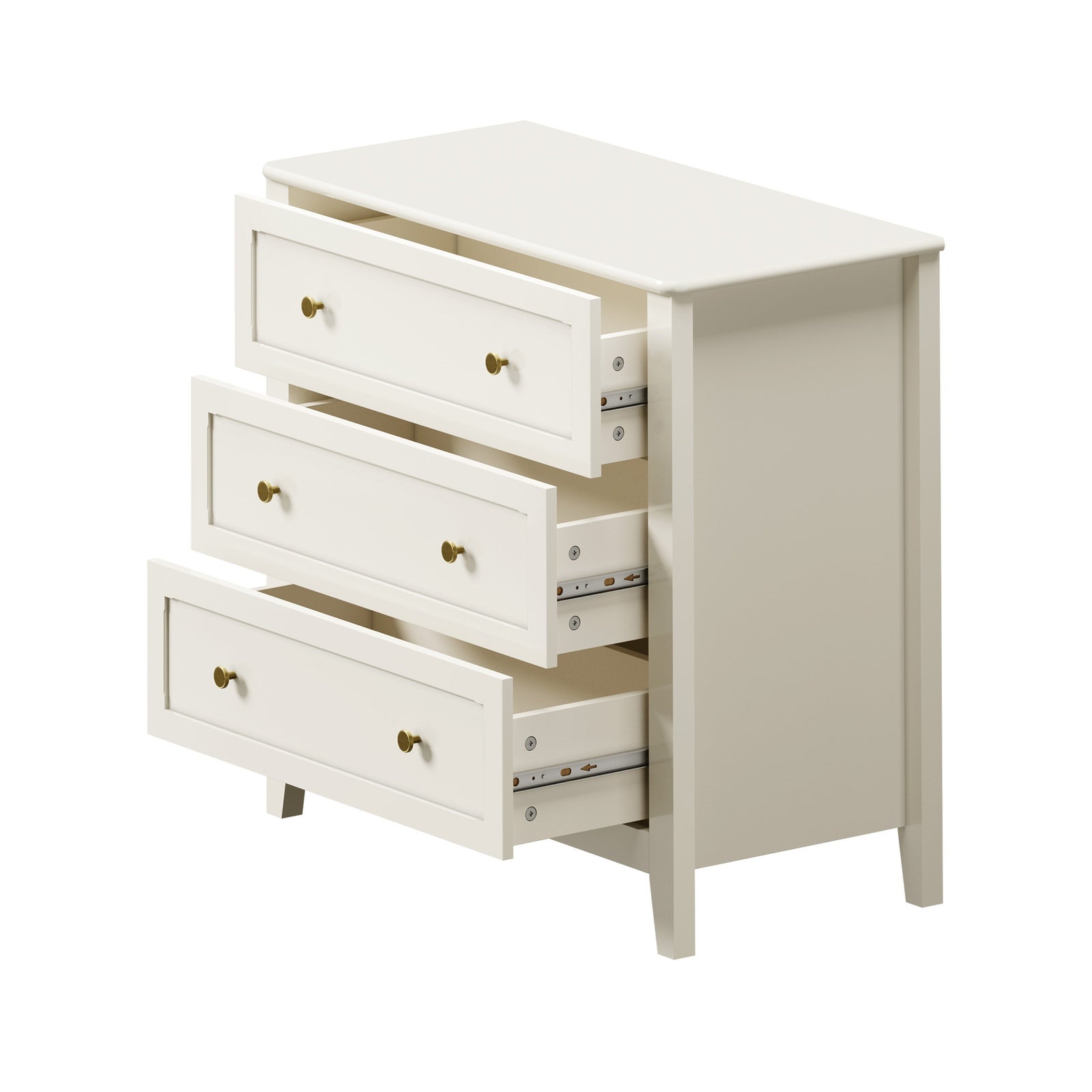 Oikiture 3 Chest Of Drawers Dresser Metal Handle Bedroom Storage White
