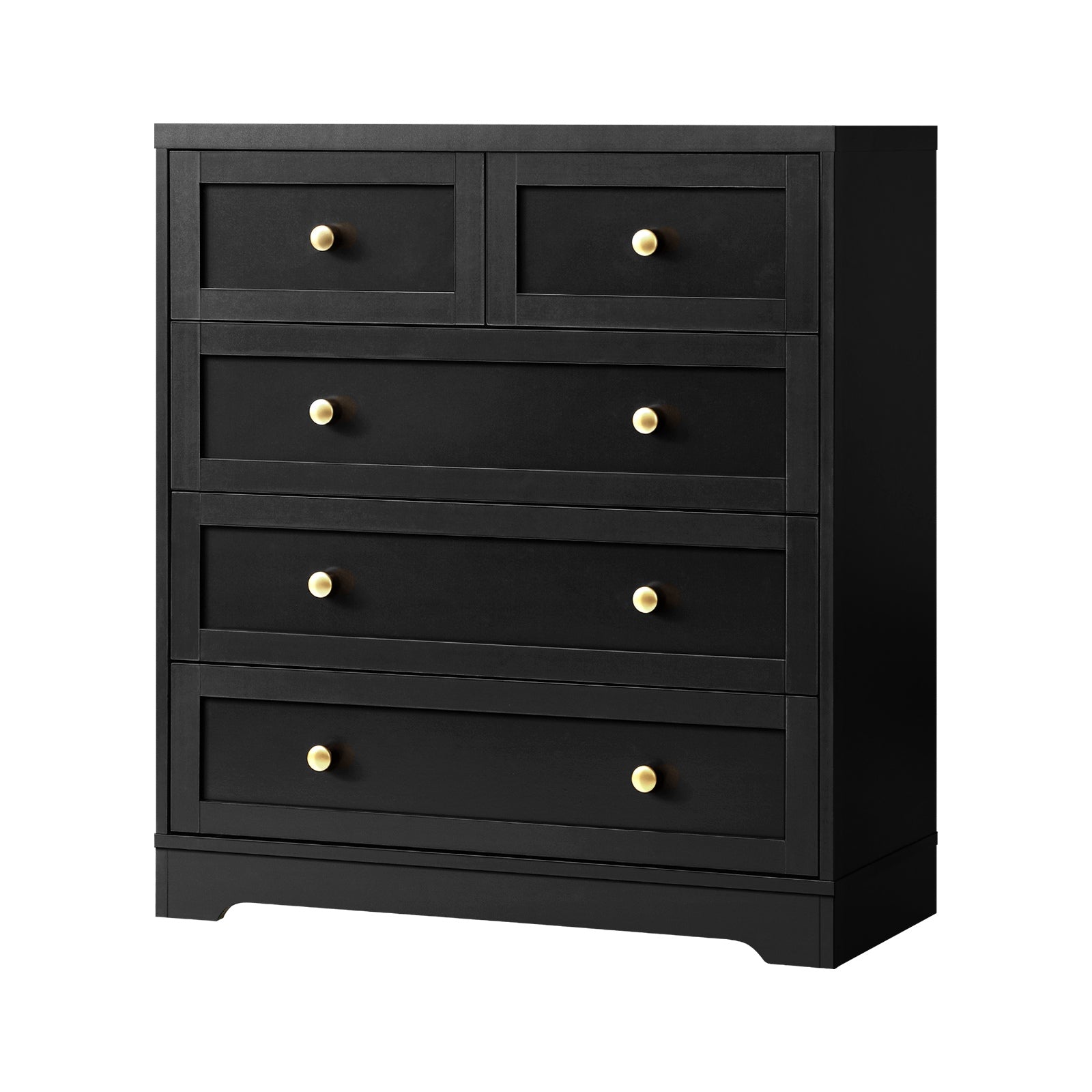 Oikiture 5 Chest of Drawers Tallboy Dresser Table Storage Cabinet Black - Sunyee