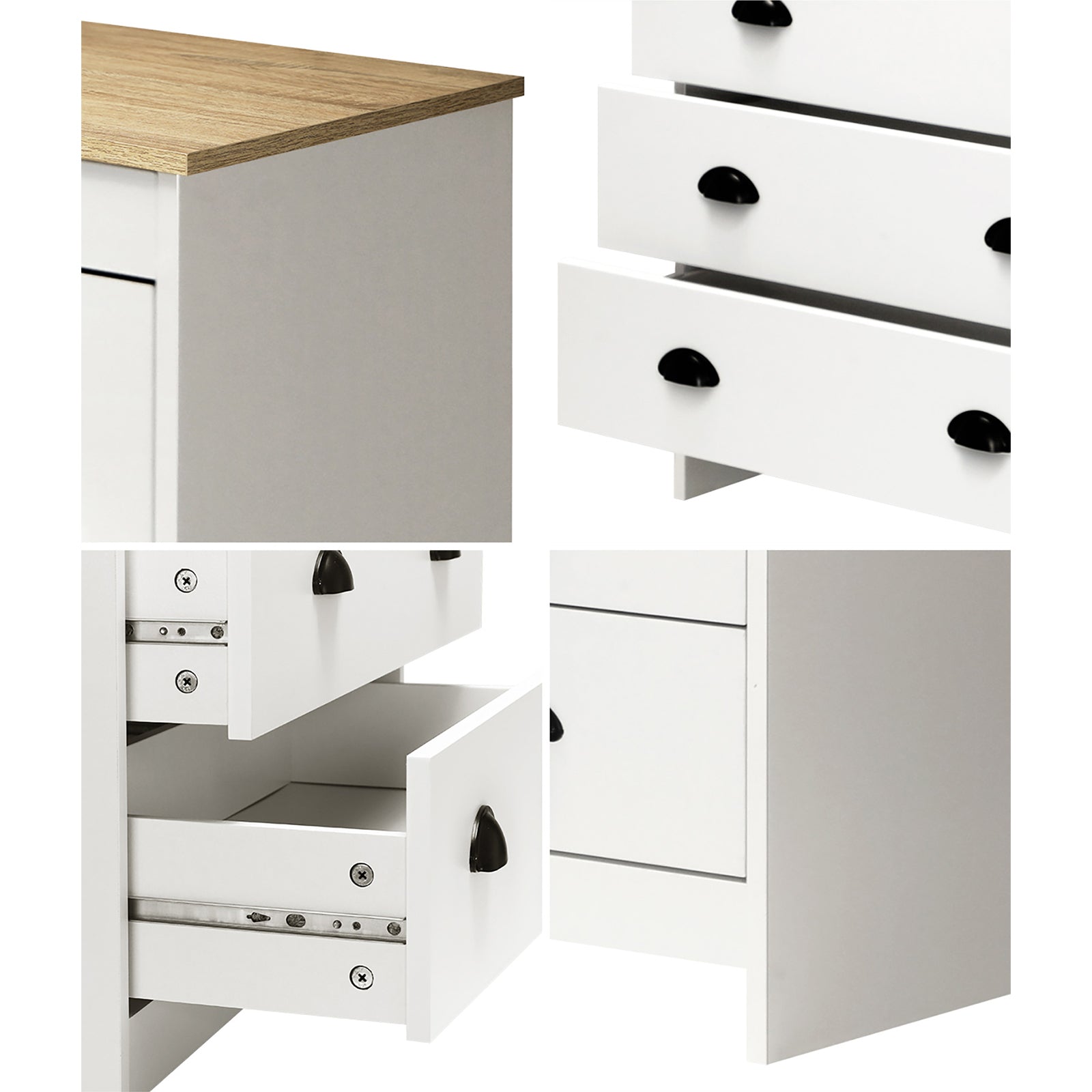 Oikiture White Chest of Drawers 6 Drawer Dresser Table Tallboy Storage Cabinet - Sunyee
