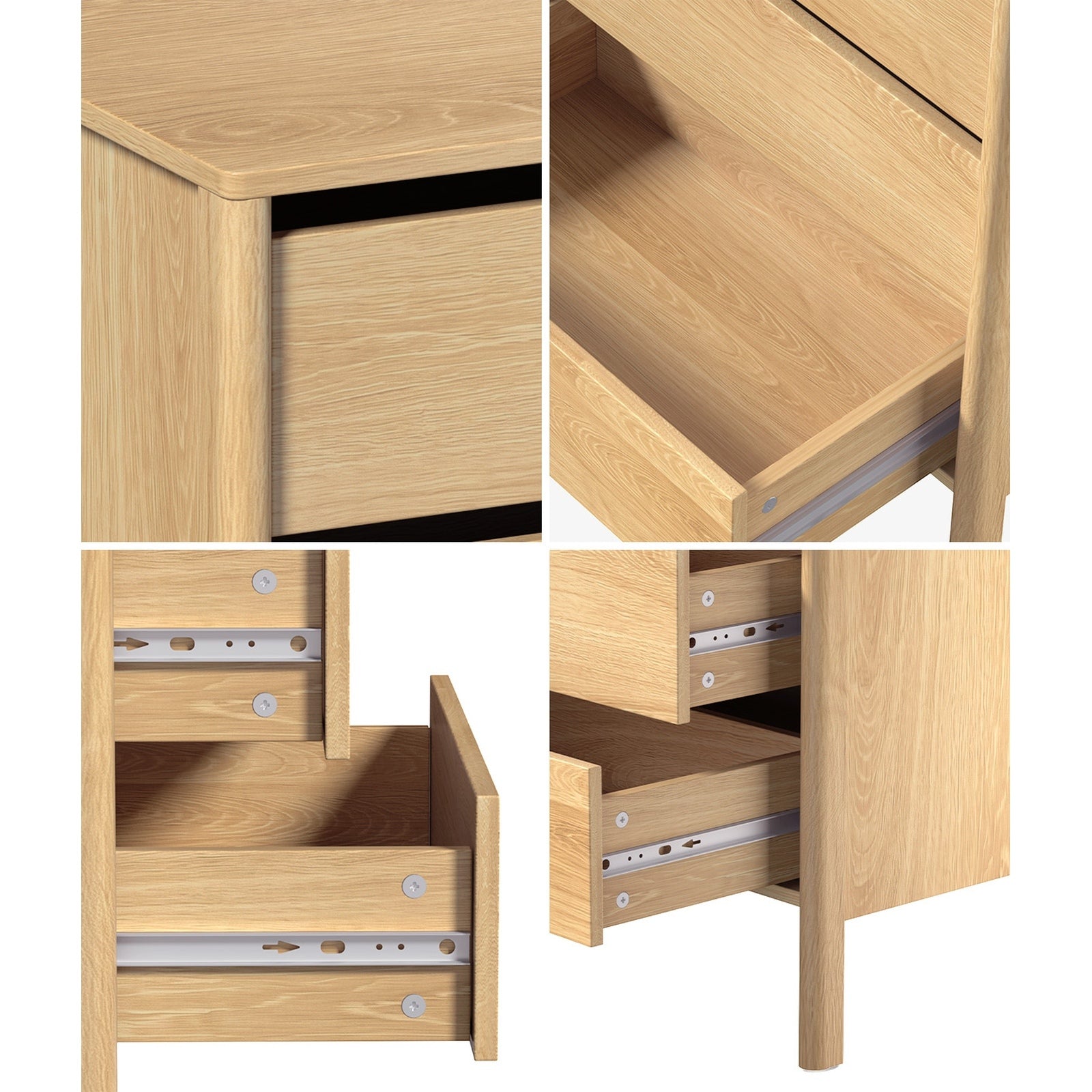 Oikiture 6 Chest Of Drawers Dresser Lowboy Storage Handle-Free Bedroom
