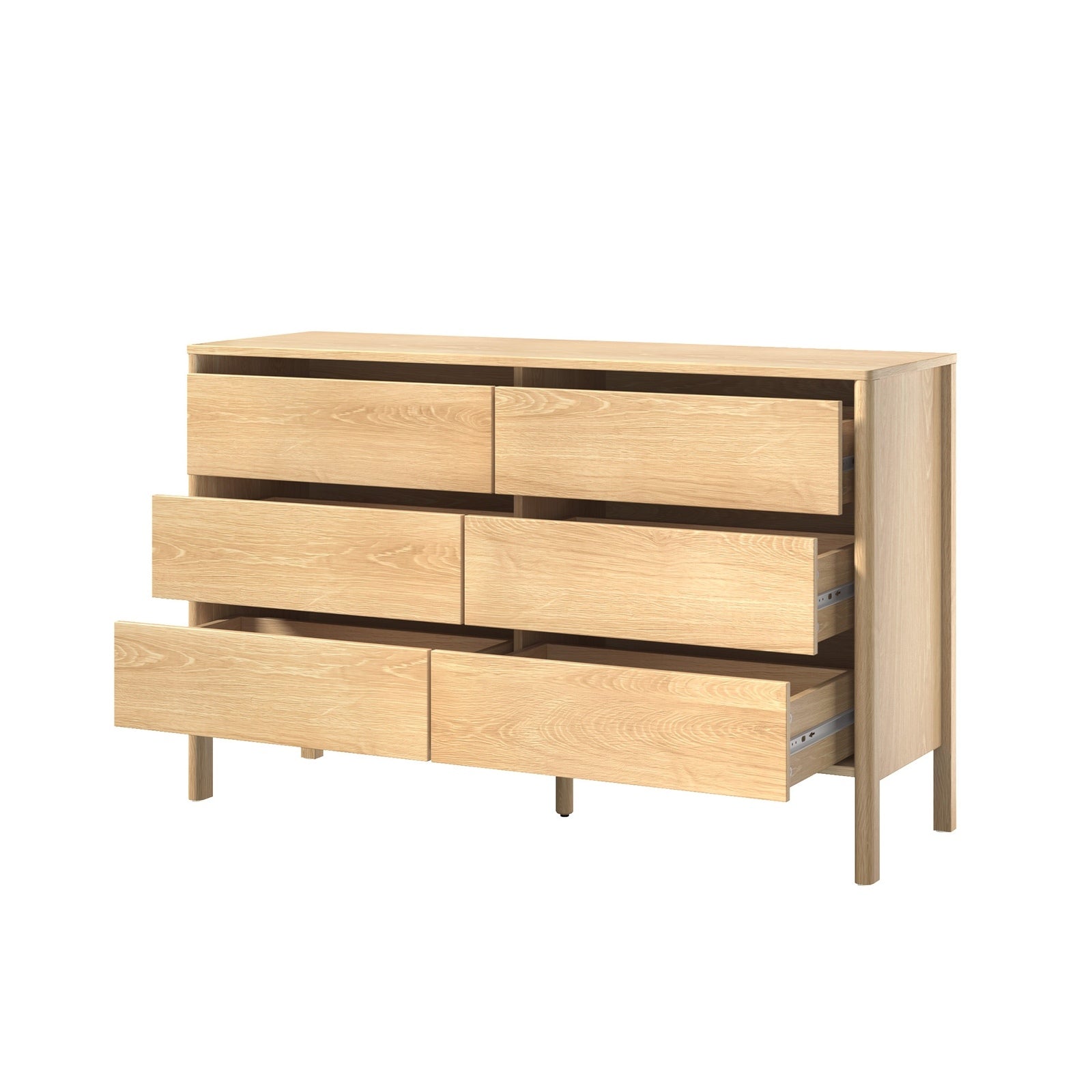 Oikiture 6 Chest Of Drawers Dresser Lowboy Storage Handle-Free Bedroom