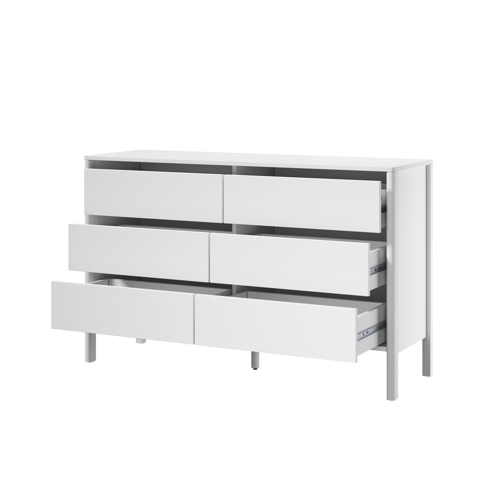 Oikiture 6 Chest Of Drawers Dresser Lowboy Storage Handle-Free Bedroom White