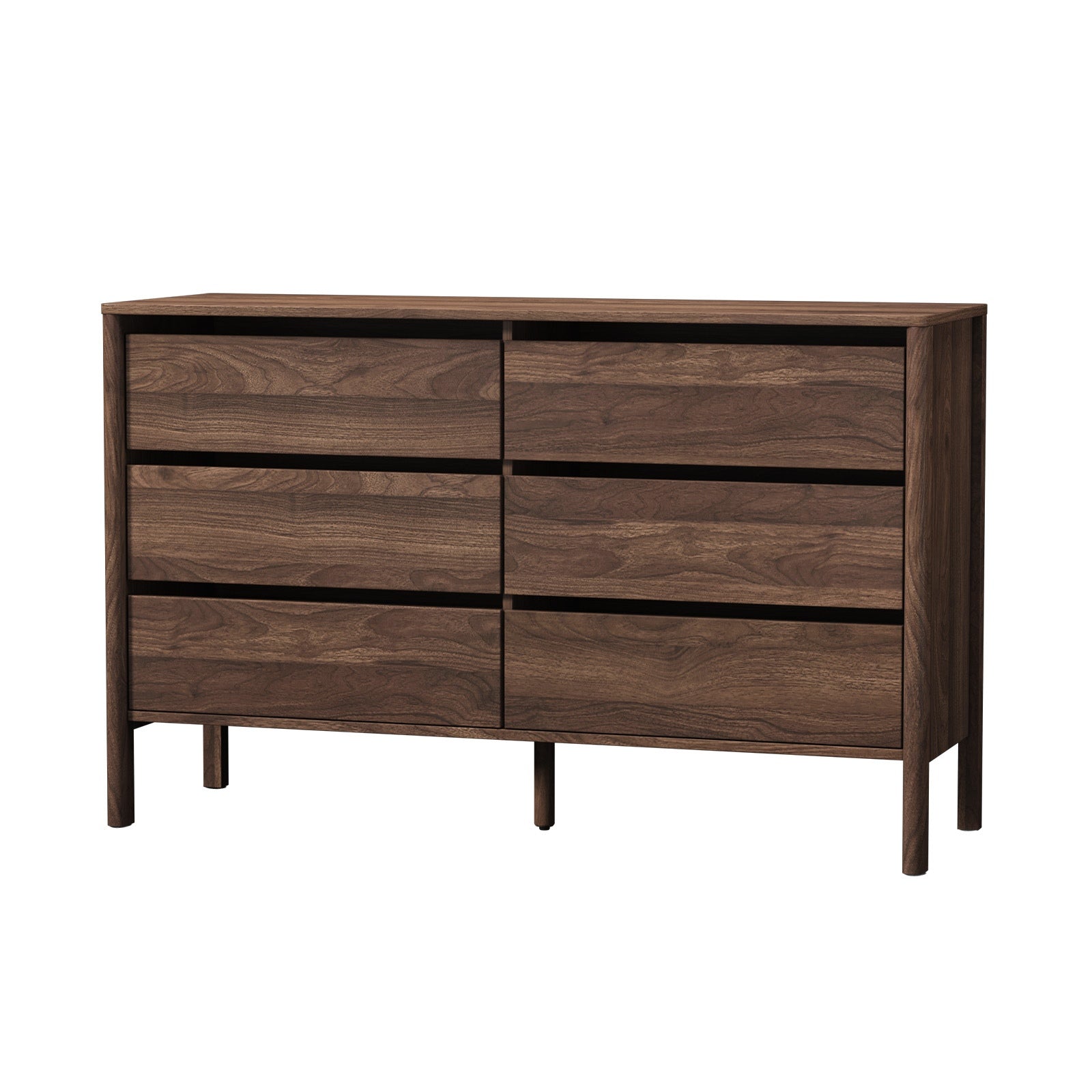 Oikiture 6 Chest Of Drawers Dresser Lowboy Storage Handle-Free Bedroom