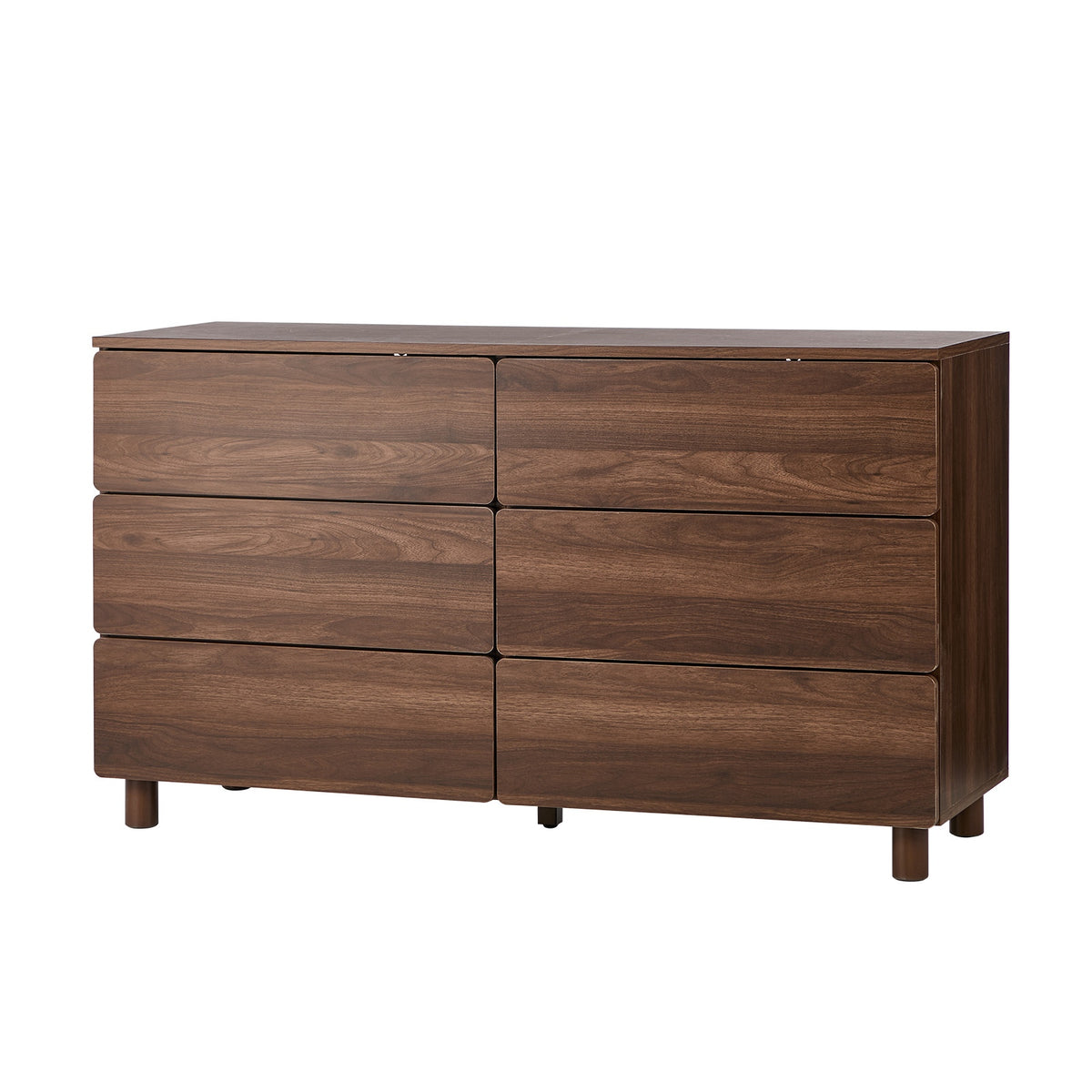 Oikiture 6 Chest of Drawers Lowboy Storage Dresser Hallway Bedroom Natural
