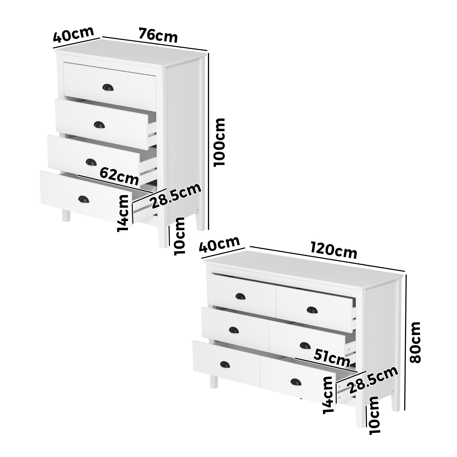 Oikiture Chest of Drawers Dresser Storage Cabinet Tallboy White Vintage - Sunyee