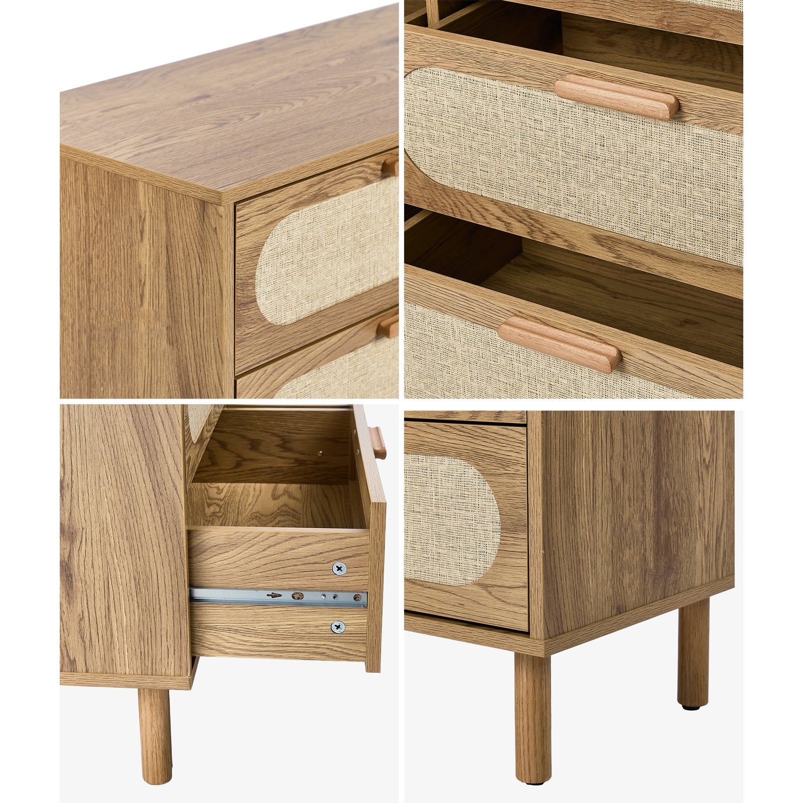 Oikiture 6 Chest of Drawers Lowboy Storage Cabinet Dresser Entryway Natural