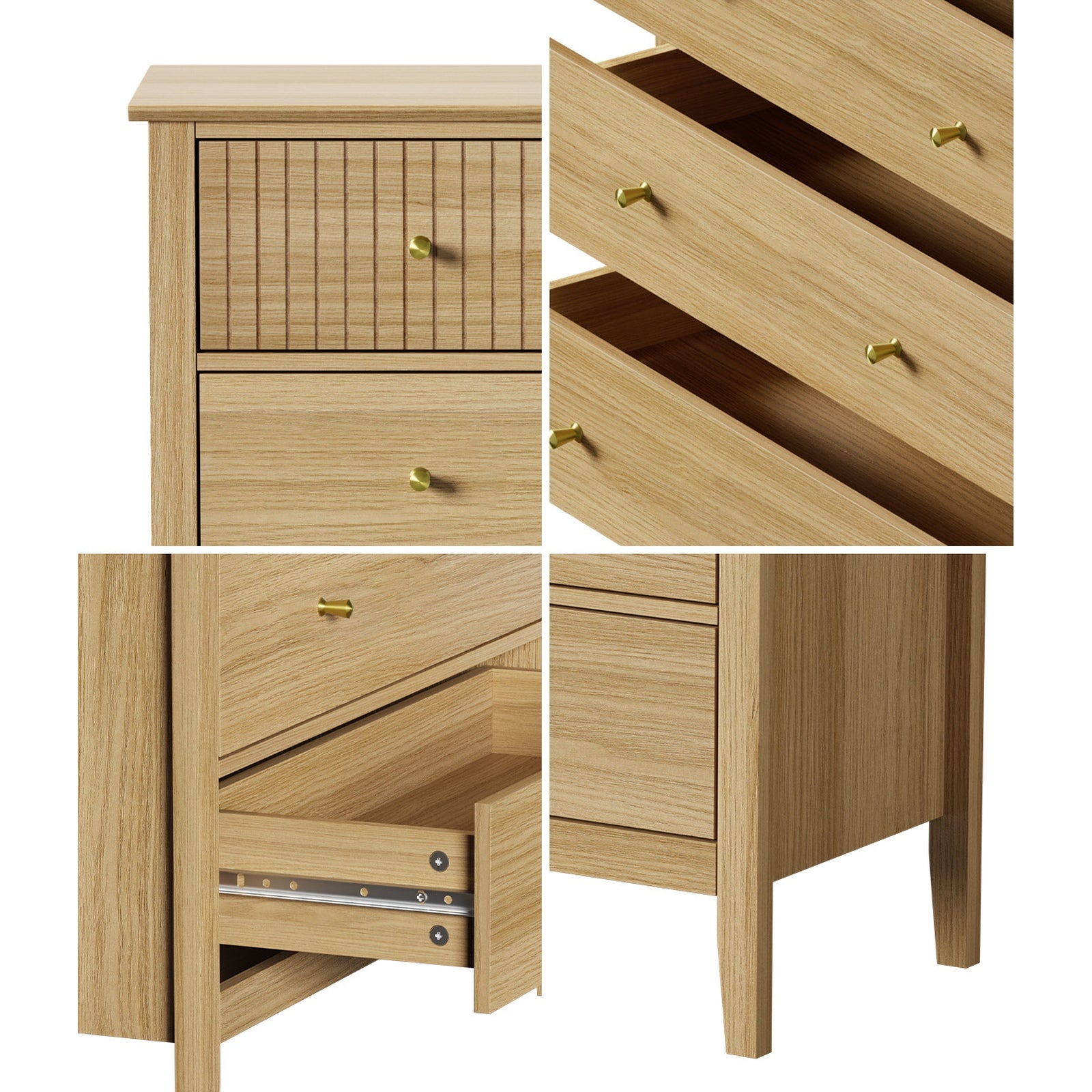 Oikiture 5 Chest of Drawers Dresser Storage Cabinet Tallboy Natural - Sunyee