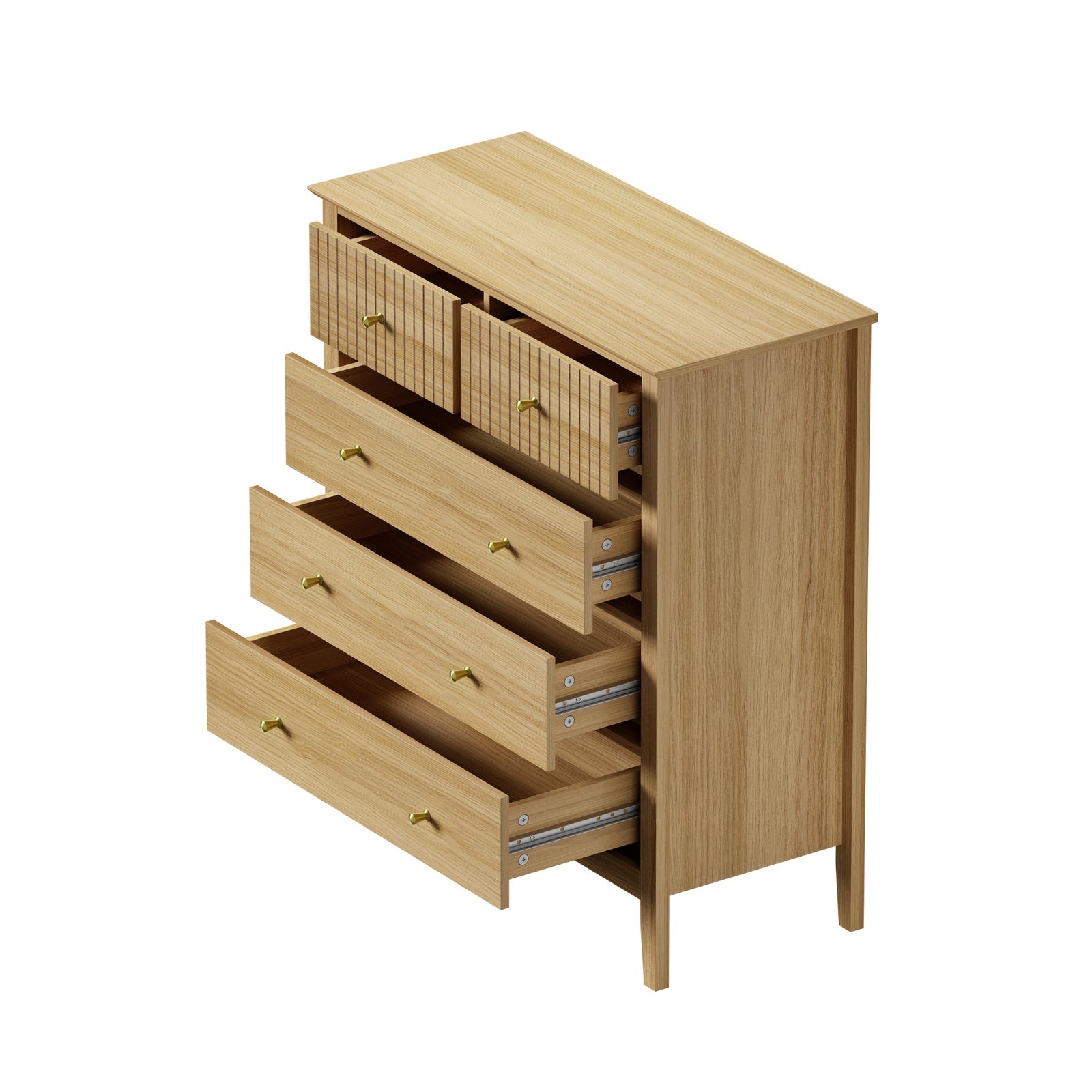 Oikiture 5 Chest of Drawers Dresser Storage Cabinet Tallboy Natural - Sunyee