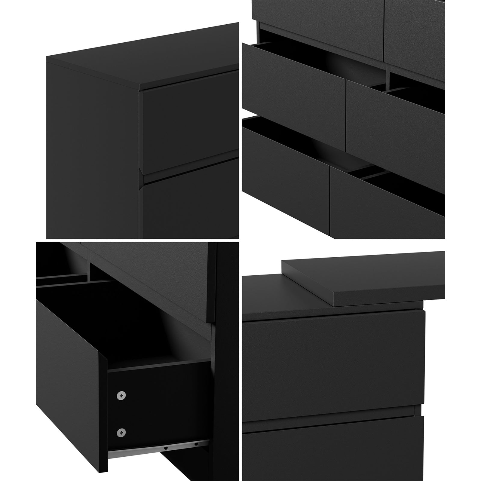 Oikiture 6 Chest of Drawers Dresser with Side Table Storage Tallboy - Sunyee
