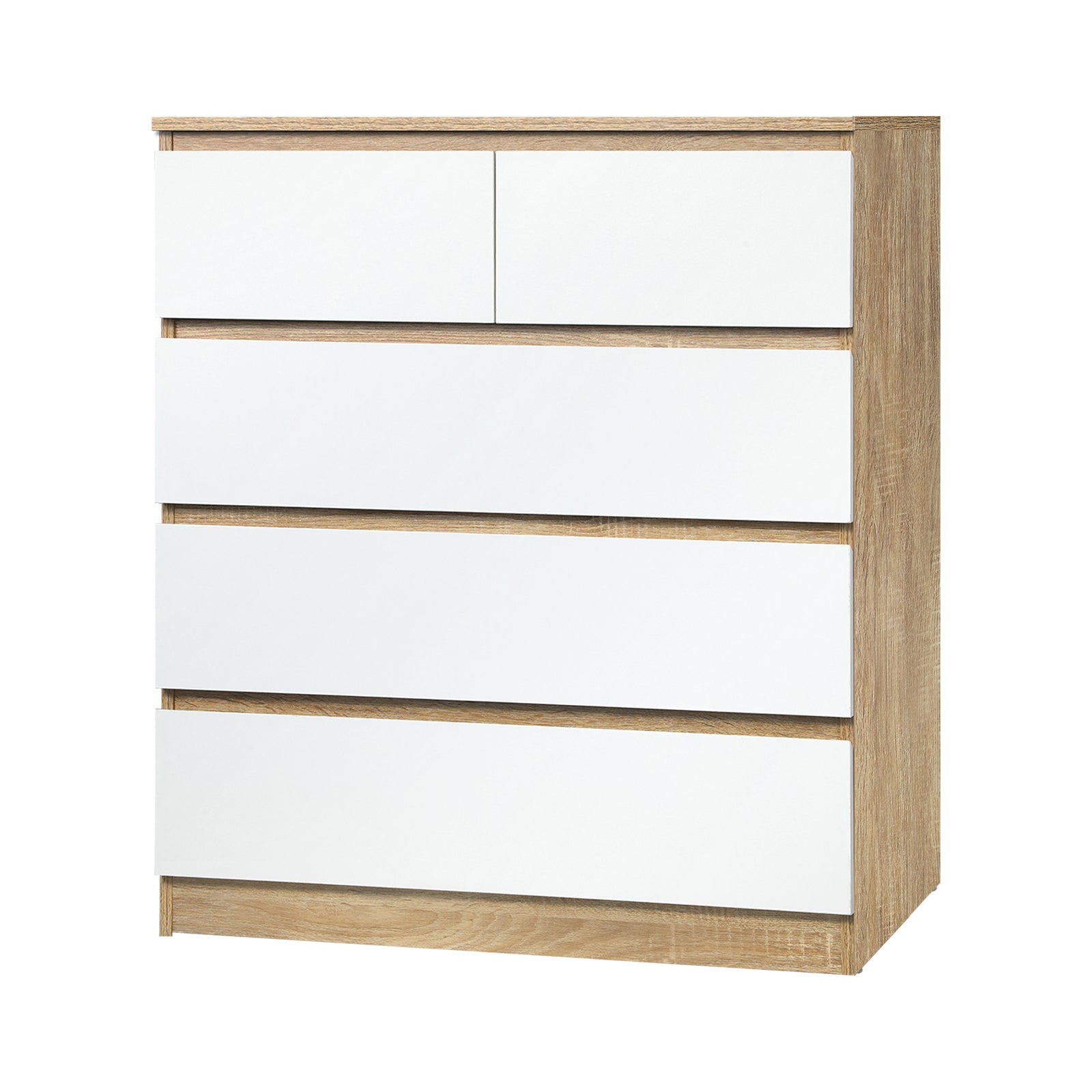 Oikiture 5 Chest of Drawers Tallboy Cabinet Dresser Table Wooden White Furniture - Sunyee