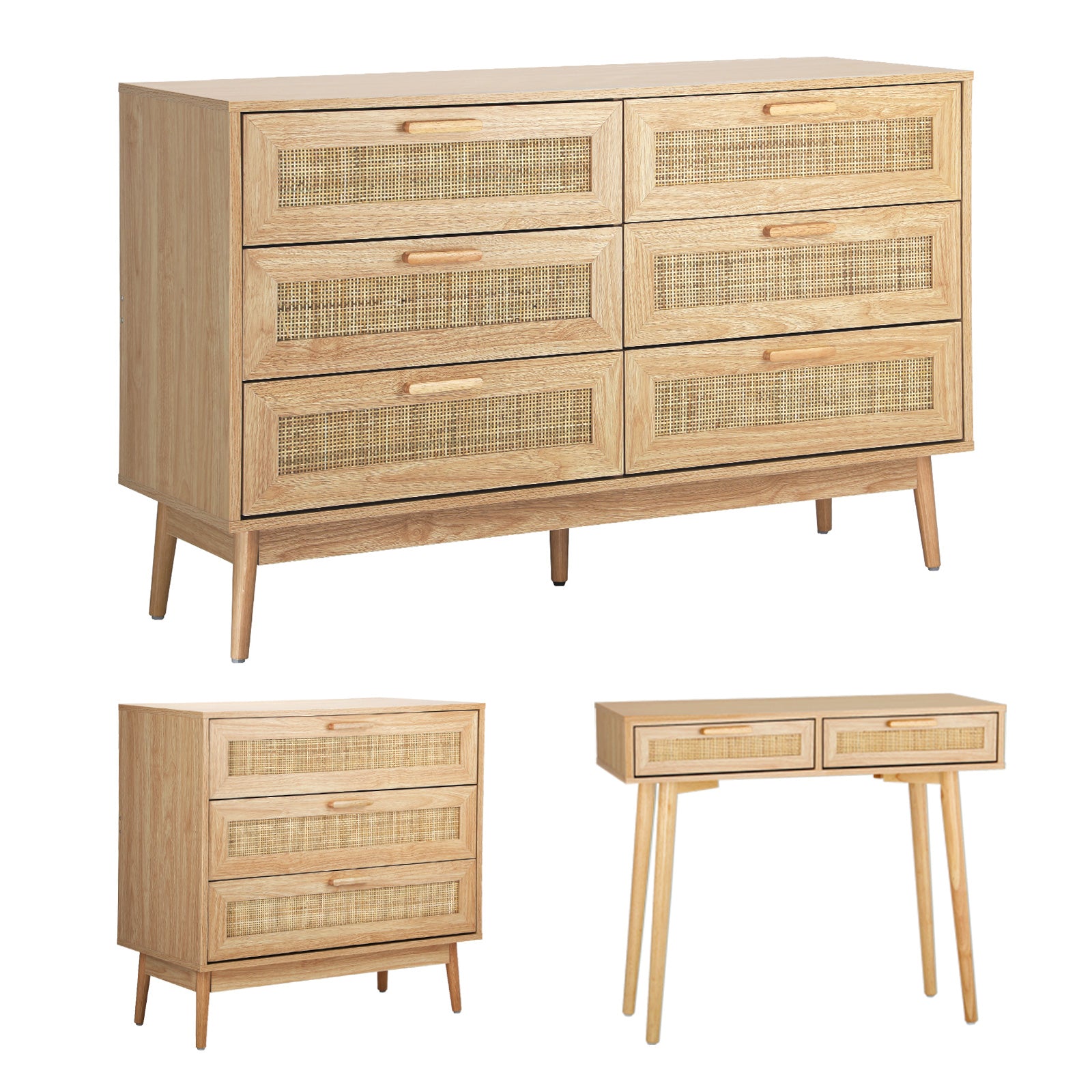 Oikiture Rattan Chest of Drawers Tallboy Cabinet Clothes Storage Bedroom - Sunyee