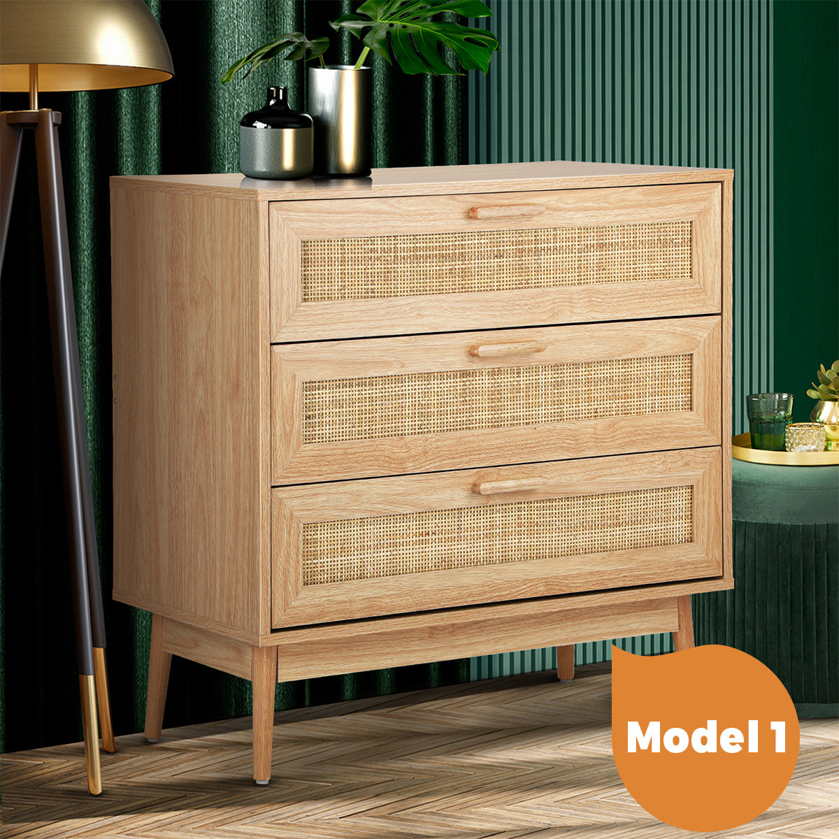 Oikiture Rattan Chest of Drawers Tallboy Cabinet Clothes Storage Bedroom - Sunyee