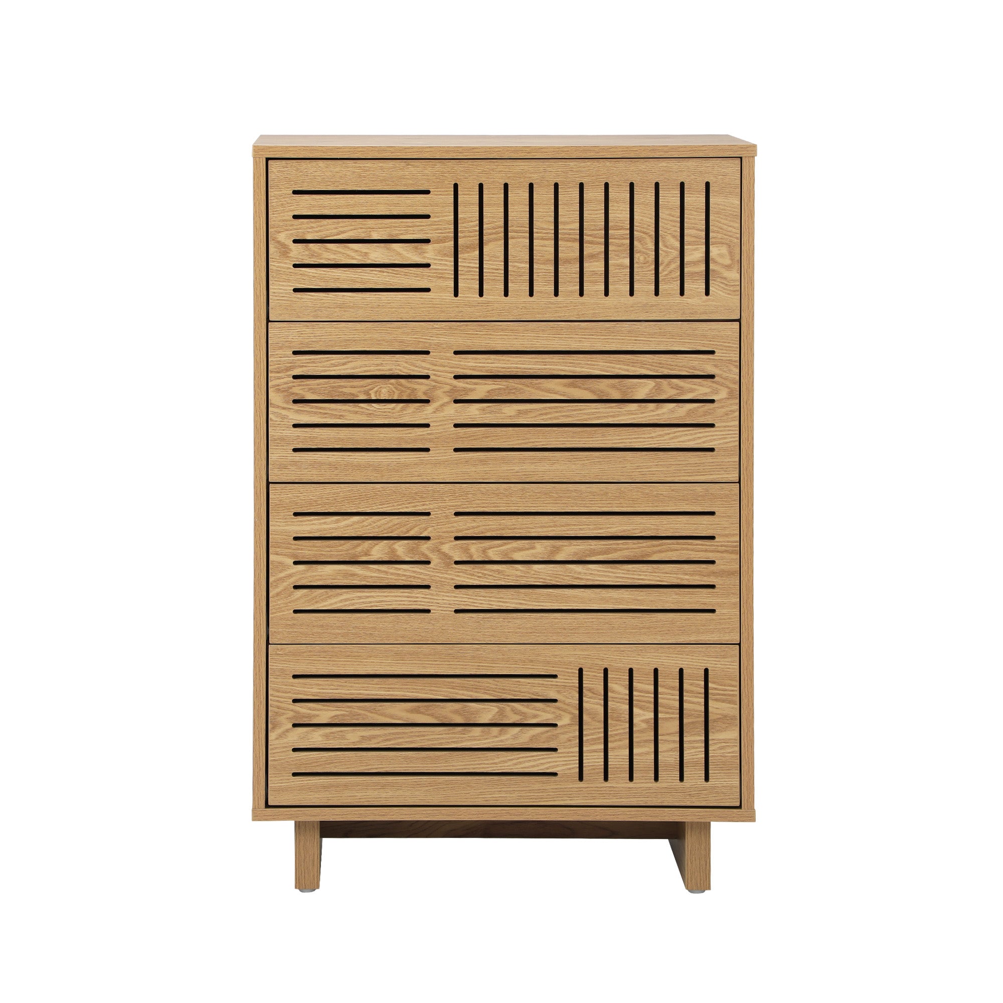 Oikiture 4 Chest of Drawers Storage Cabinet Dresser Table Tallboy Natural - Sunyee