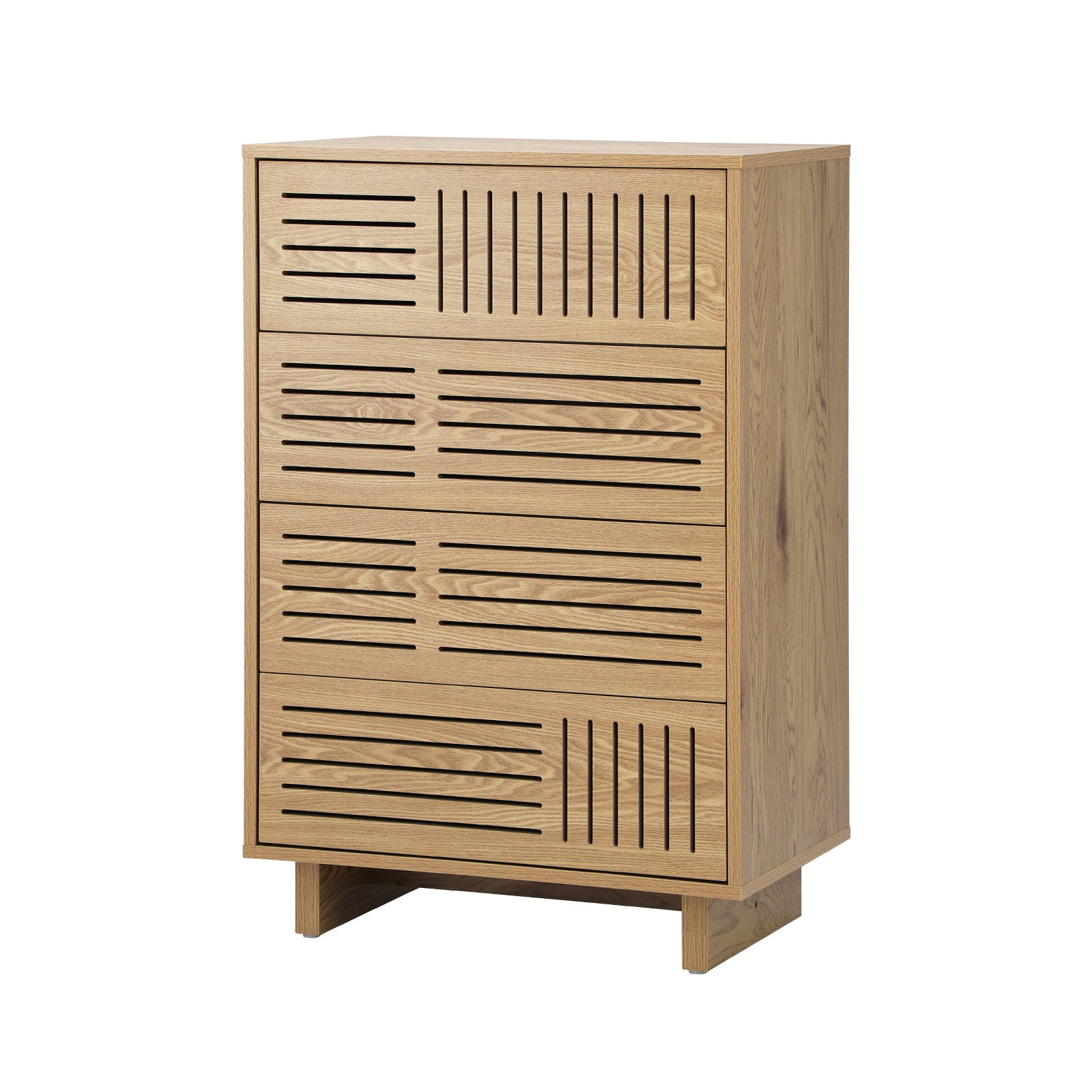 Oikiture 4 Chest of Drawers Storage Cabinet Dresser Table Tallboy Natural - Sunyee