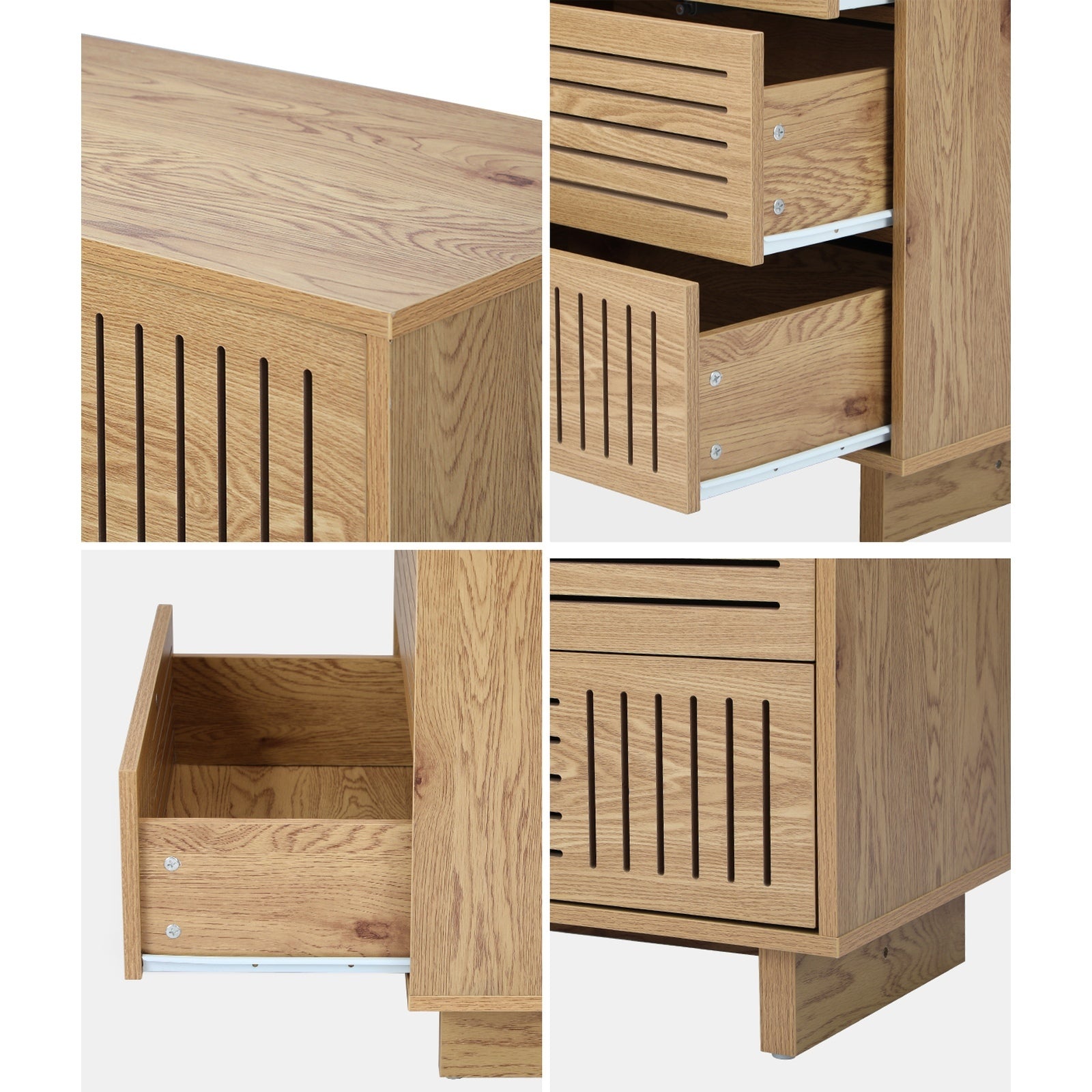 Oikiture 4 Chest of Drawers Storage Cabinet Dresser Tallboy Natural Set of 2 - Sunyee