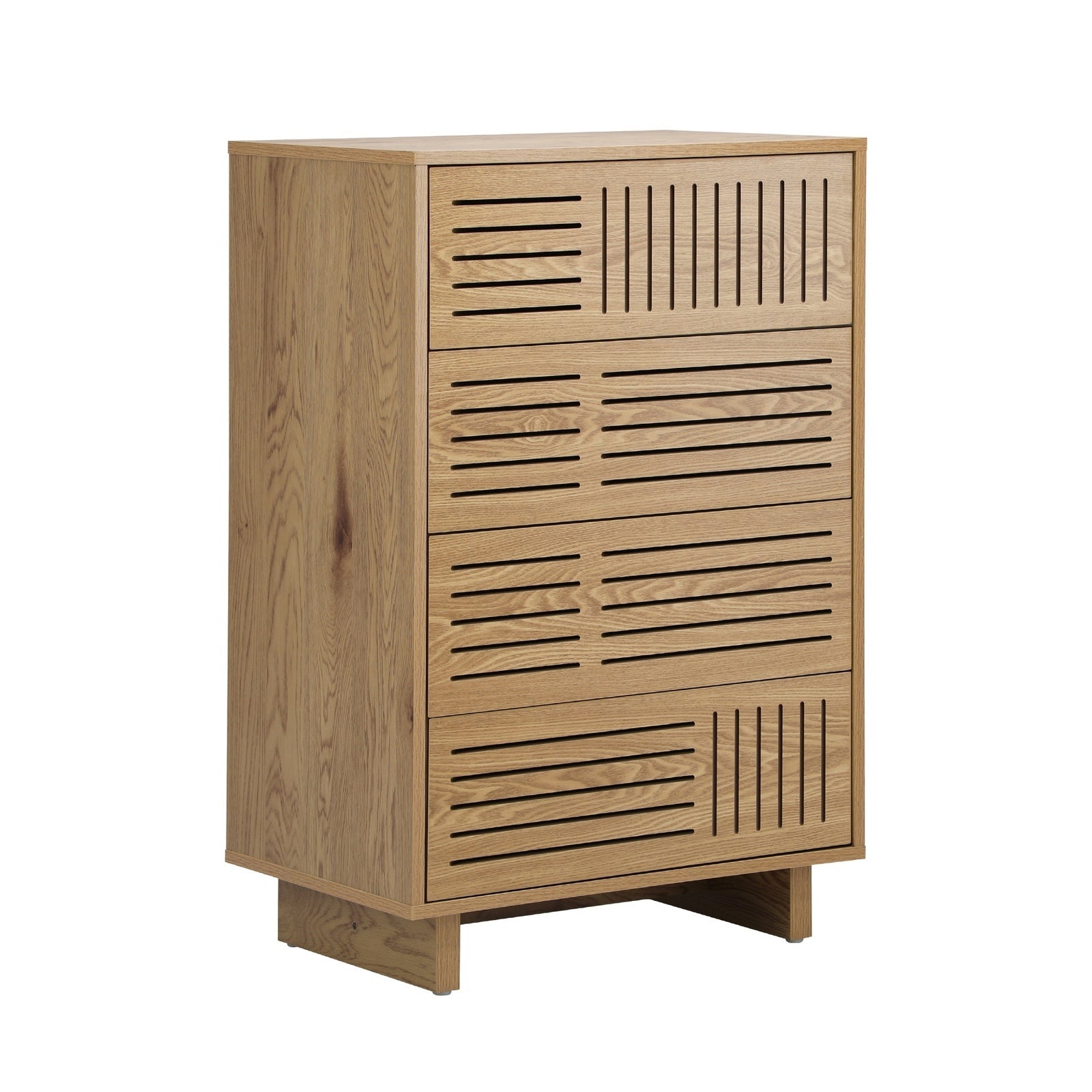 Oikiture 4 Chest of Drawers Storage Cabinet Dresser Tallboy Natural Set of 2 - Sunyee