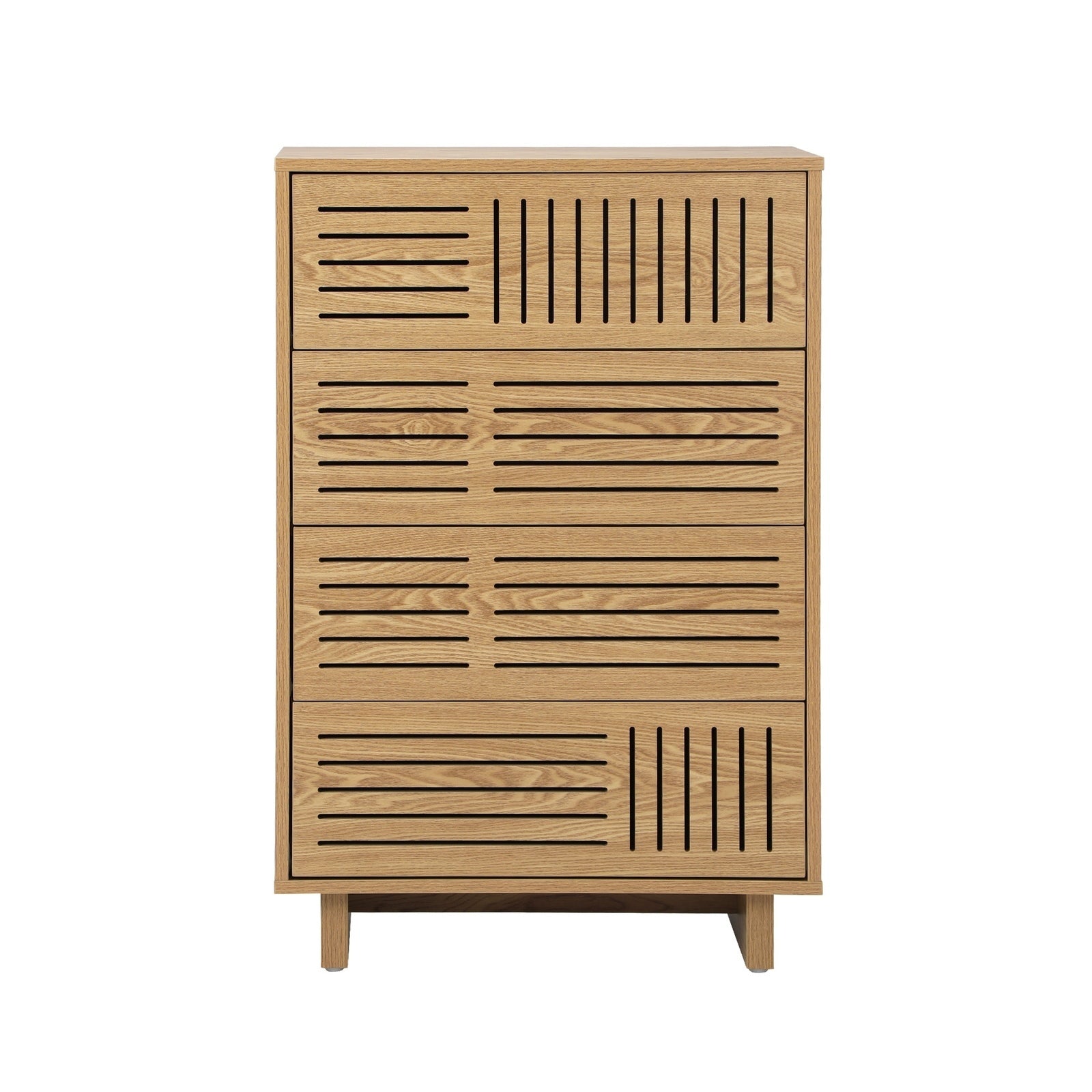 Oikiture 4 Chest of Drawers Storage Cabinet Dresser Tallboy Natural Set of 2 - Sunyee