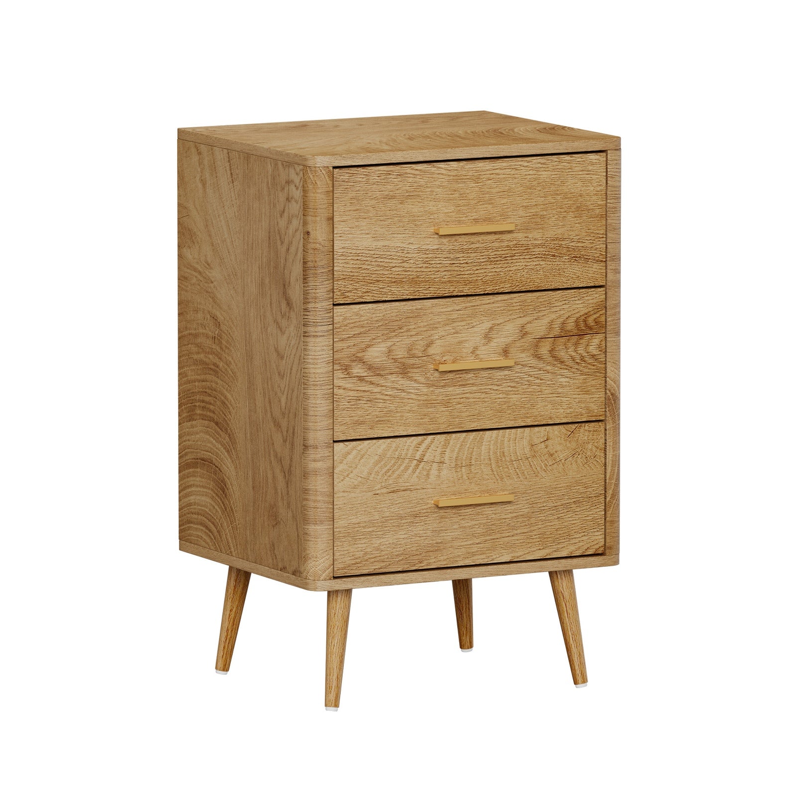 Oikiture 3 Chest of Drawers Dresser Tallboy Storage Cabinet Natural - Sunyee