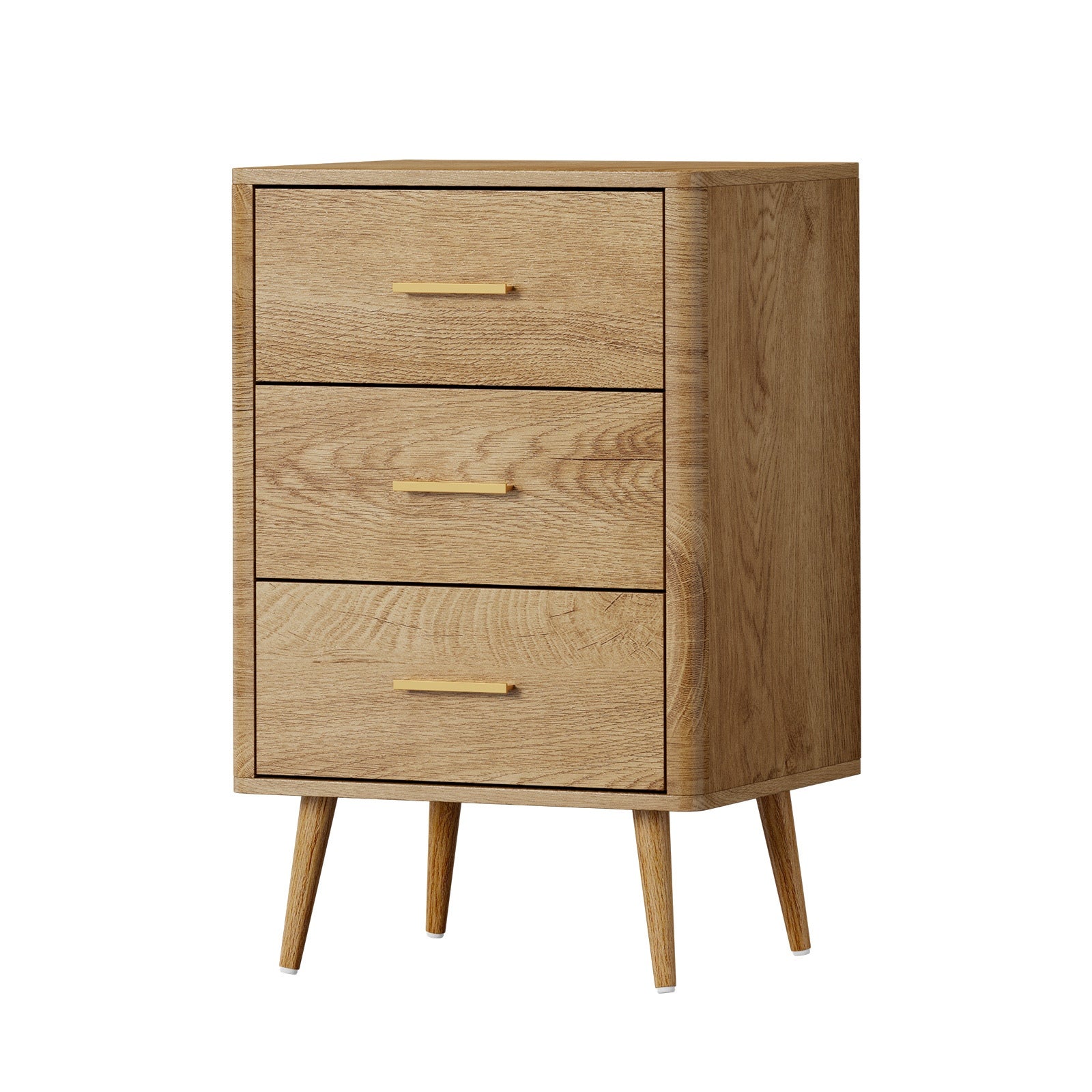 Oikiture 3 Chest of Drawers Dresser Tallboy Storage Cabinet Natural - Sunyee