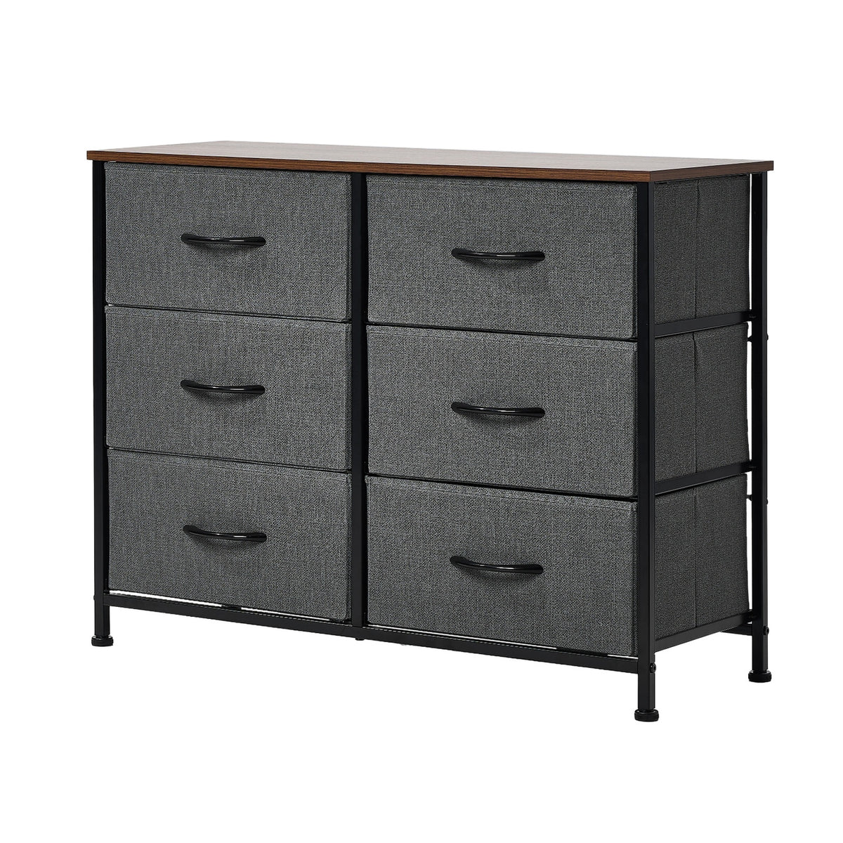 Oikiture 6 Chest of Drawers Storage Cabinet Dresser Organizer Fabric Grey - Sunyee